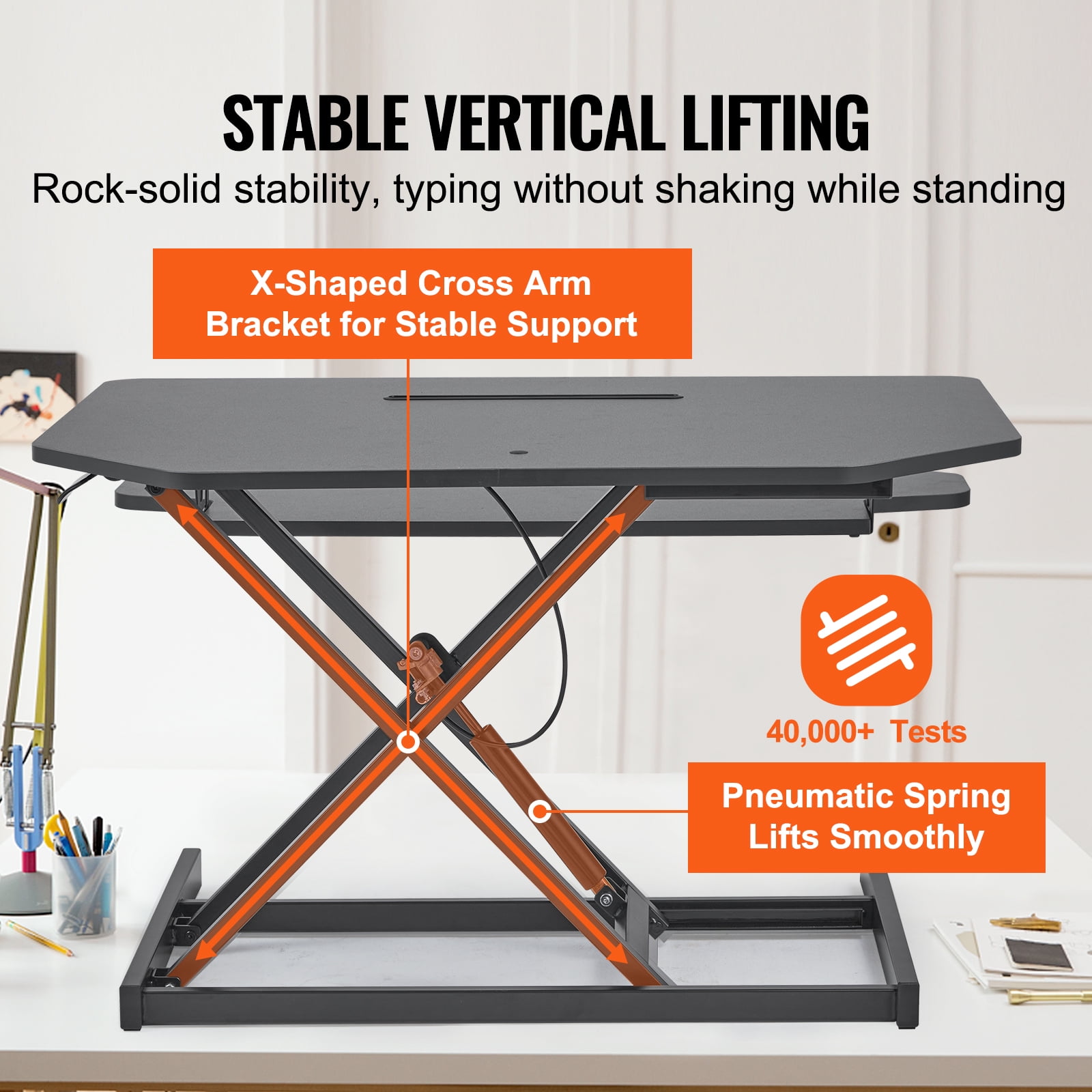 SKYSHALO 2-Tier Standing Desk Converter Stand up Desk Riser 36" Adjustable Height - Image 4