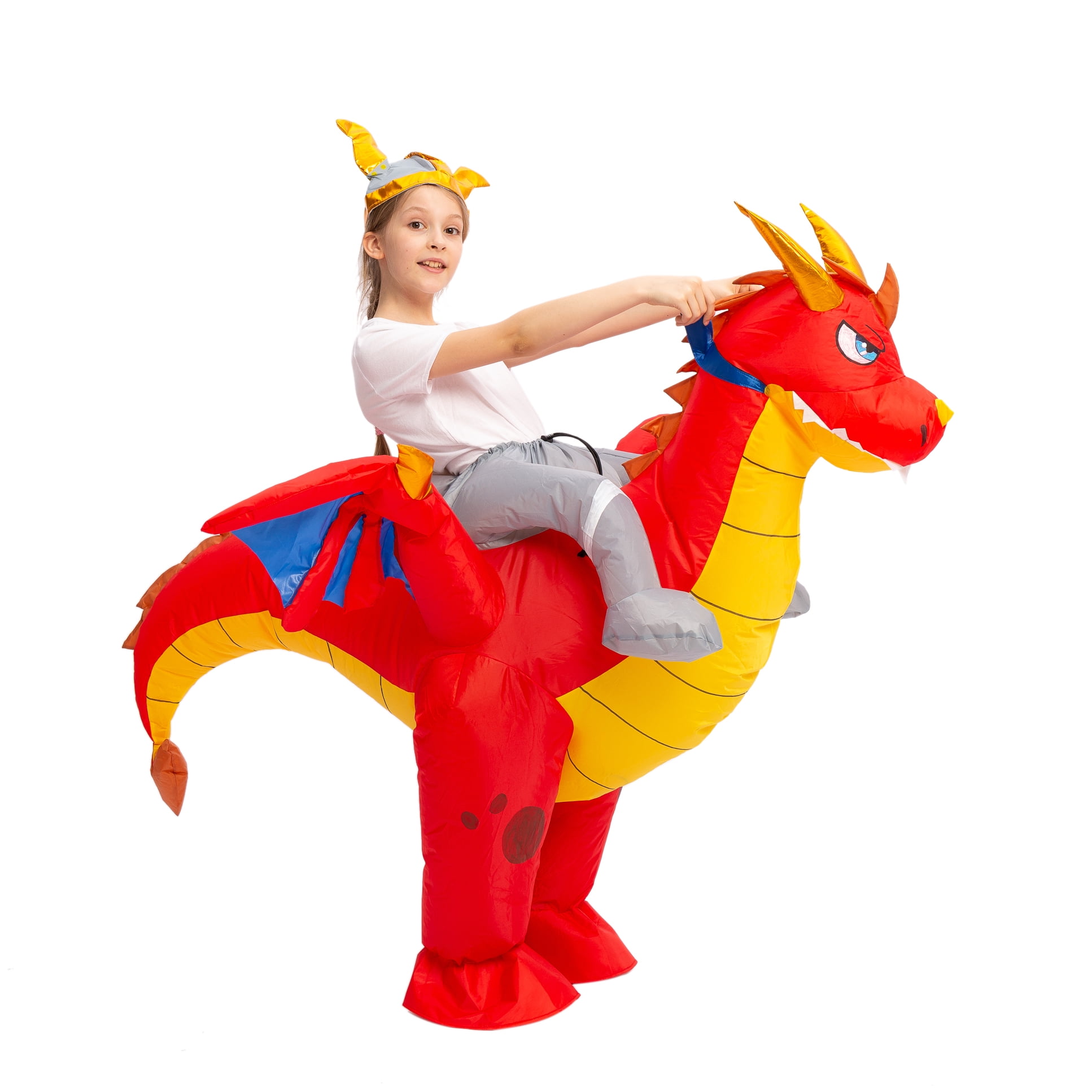 Spooktacular Creations Red Fire Dragon Ride-On Inflatable Child Halloween Costume, Medium - Image 4