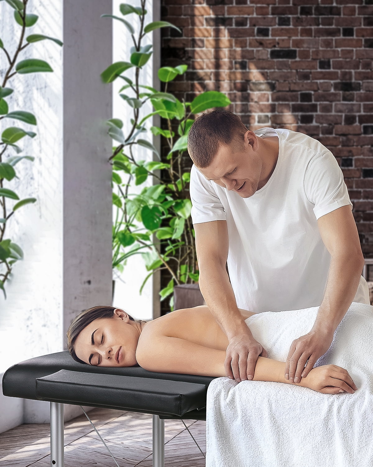 Naipo Portable Massage Table 84 Inch Massage Bed Wide SPA Lash Bed Tattoo Bed Height Adjustable 2 Fold Aluminum Weight Capacity 496LB, Black Promotion - Image 11