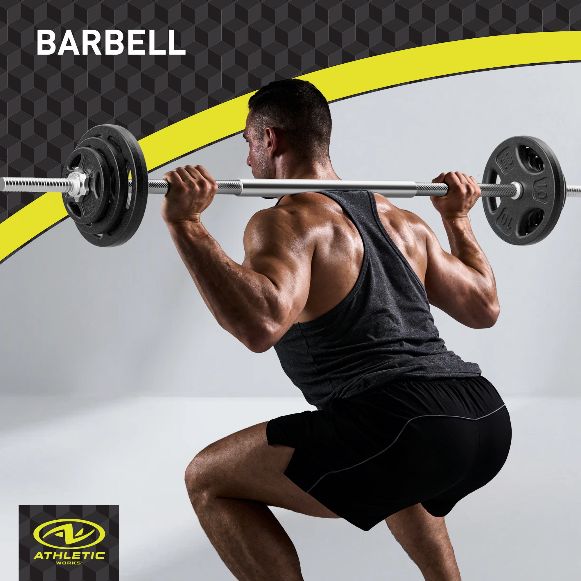 Athletic Works 35LB Cast Iron Weight Plate Set, 2 Each of 2.5, 5 and 10LB, 1-inch Holes Fit Standard Sized Bar - Image 2