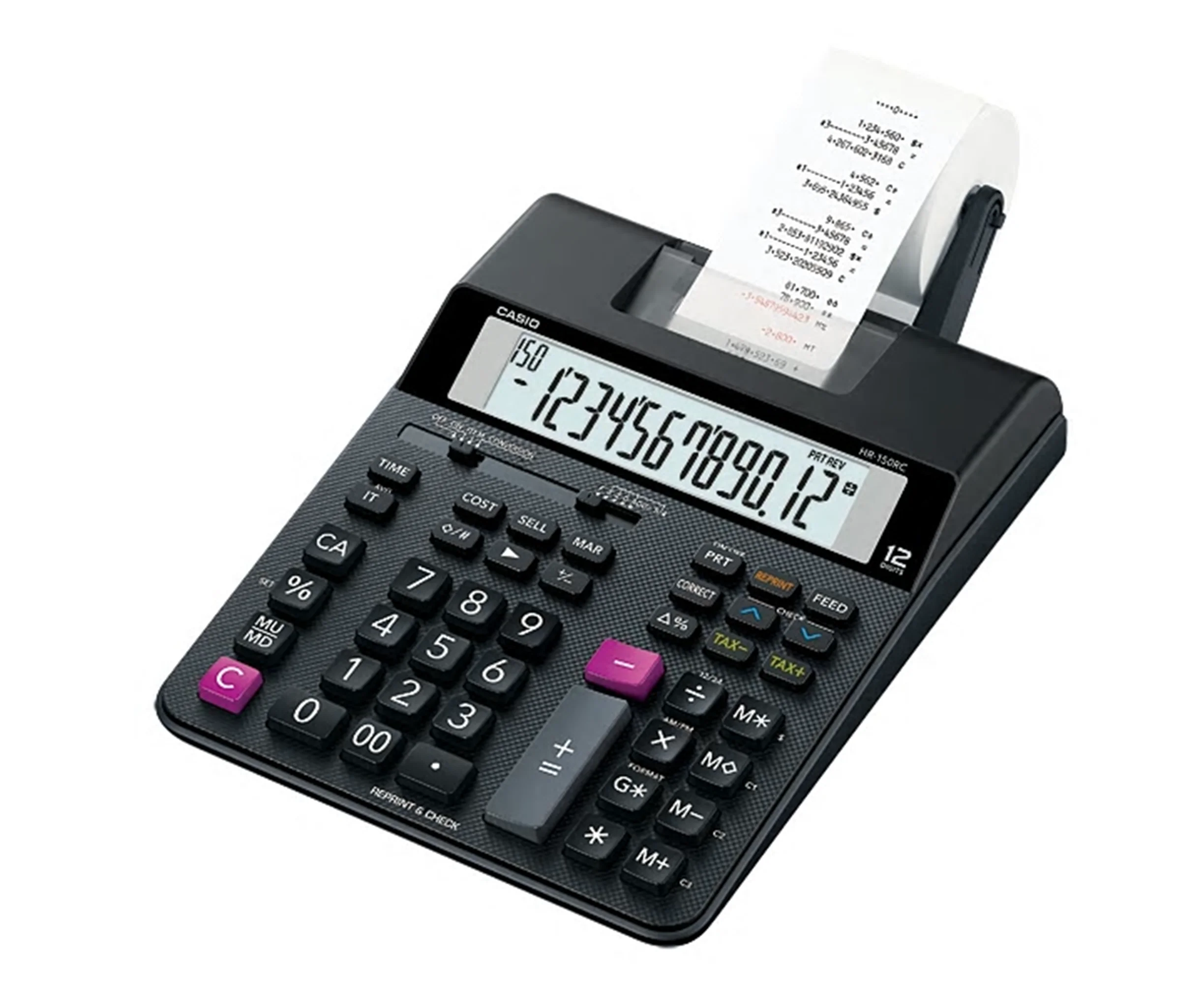 Casio HR-200RC 2 Color Printing Calculator with Clock/Calendar Feature, Black - Image 4