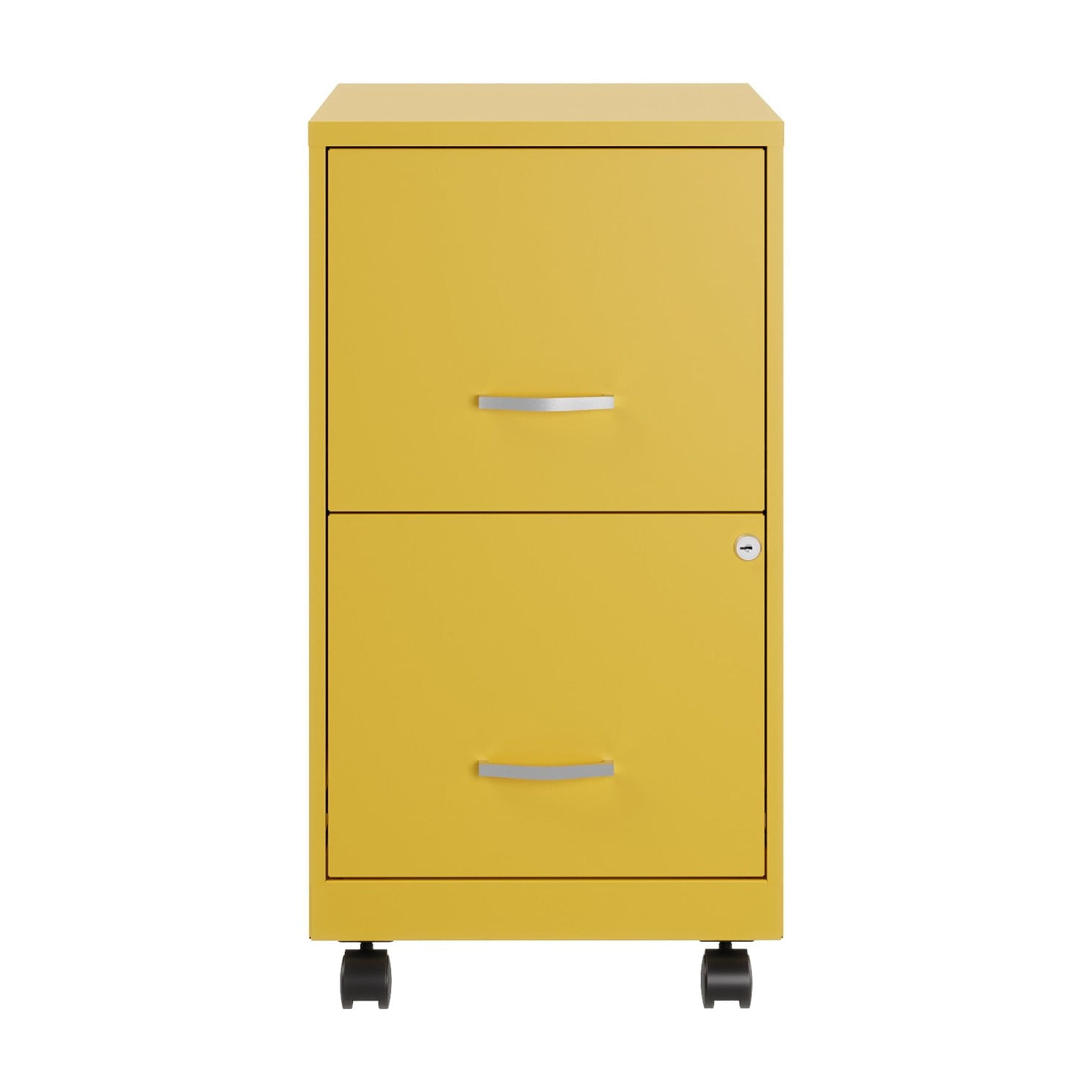 Space Solutions 18" Deep 2 Drawer Mobile Letter Width Vertical File Cabinet, Yellow - Image 7