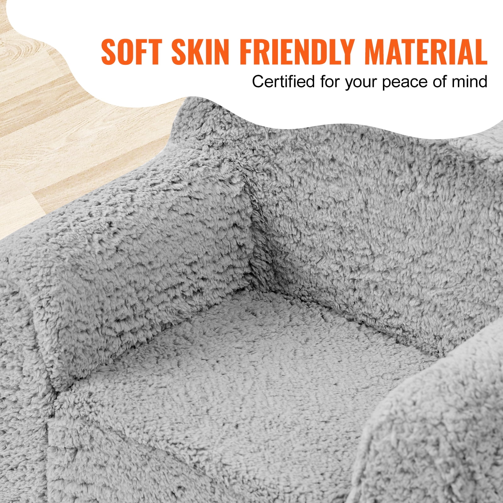 BENTISM Kids Armchair Kids Sofa Baby Sofa Chair with High-density 25D Toddler Chair Sherpa Fabric Grey - Image 8