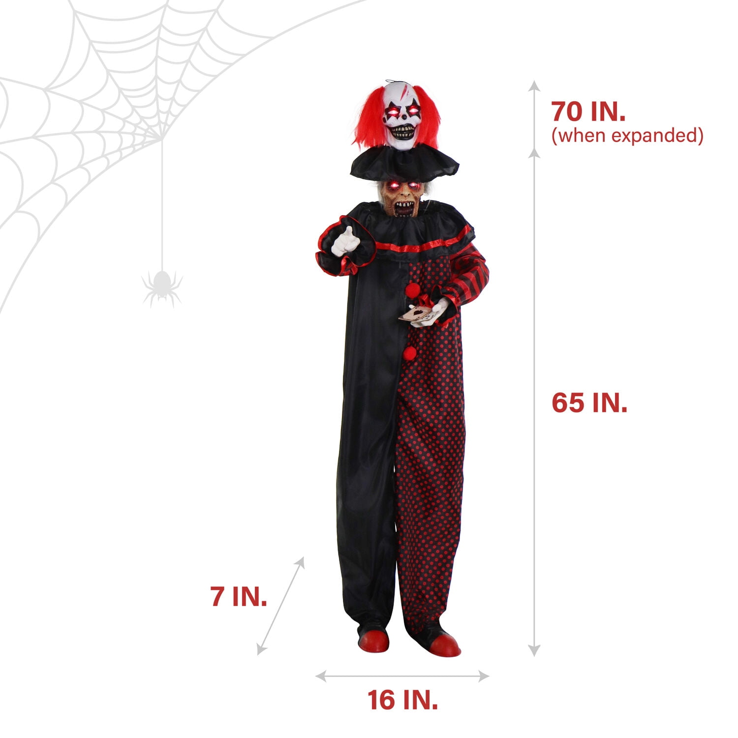 Haunted Hill Farm 6 ft Animatronic Pop-Up Two-Headed Clown with Light-Up Eyes for Scary Halloween Decoration, HHCLOWN-32FLSA - Image 3