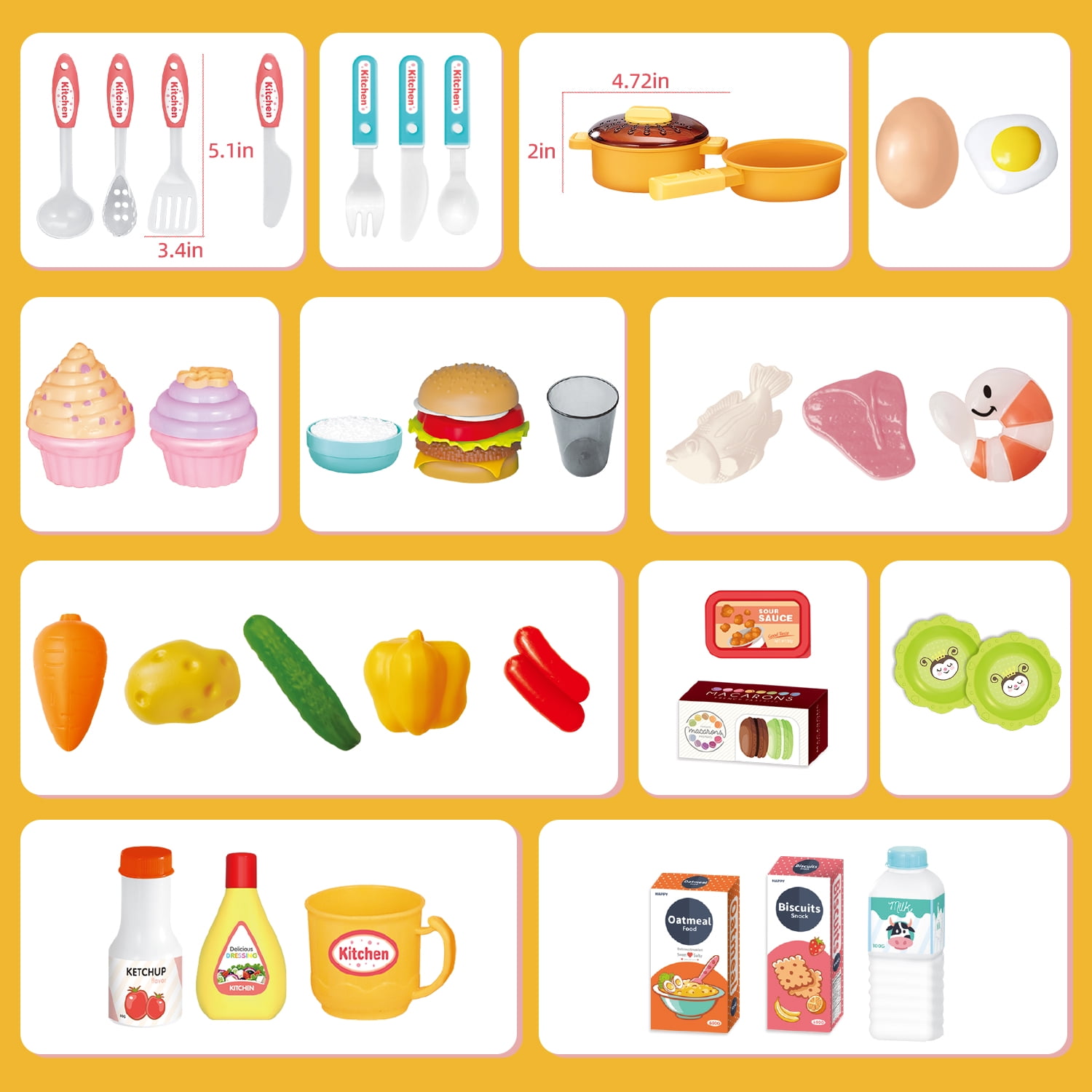 Beefunni Pretend Play Kitchen Set for Kids Girls, Toddlers Kitchen Playset Includes Toy Kitchen Accessories for Pretend Play, Indoor Toys Christmas Birthday Gifts for Girls 2-6 - Image 7