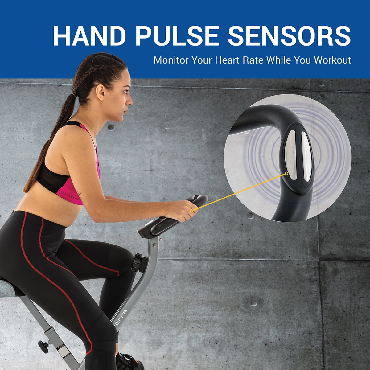 XTERRA Fitness FB160 Compact Folding Stationary Bike with Heart Rate Sensors and Large Padded Seat - Image 9