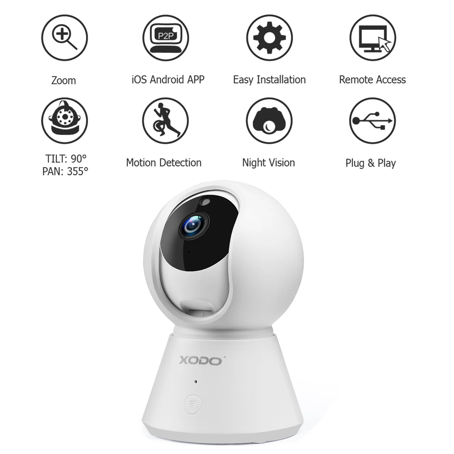 XODO, 3-Pack, Indoor Wireless Security Camera System, WiFi, 1080P HD, 355° Pan & 90° Tilt, Night Vision, 2-Way Audio, Motion Detection, App Control, for Home, Baby & Pet Monitoring - White - Image 3