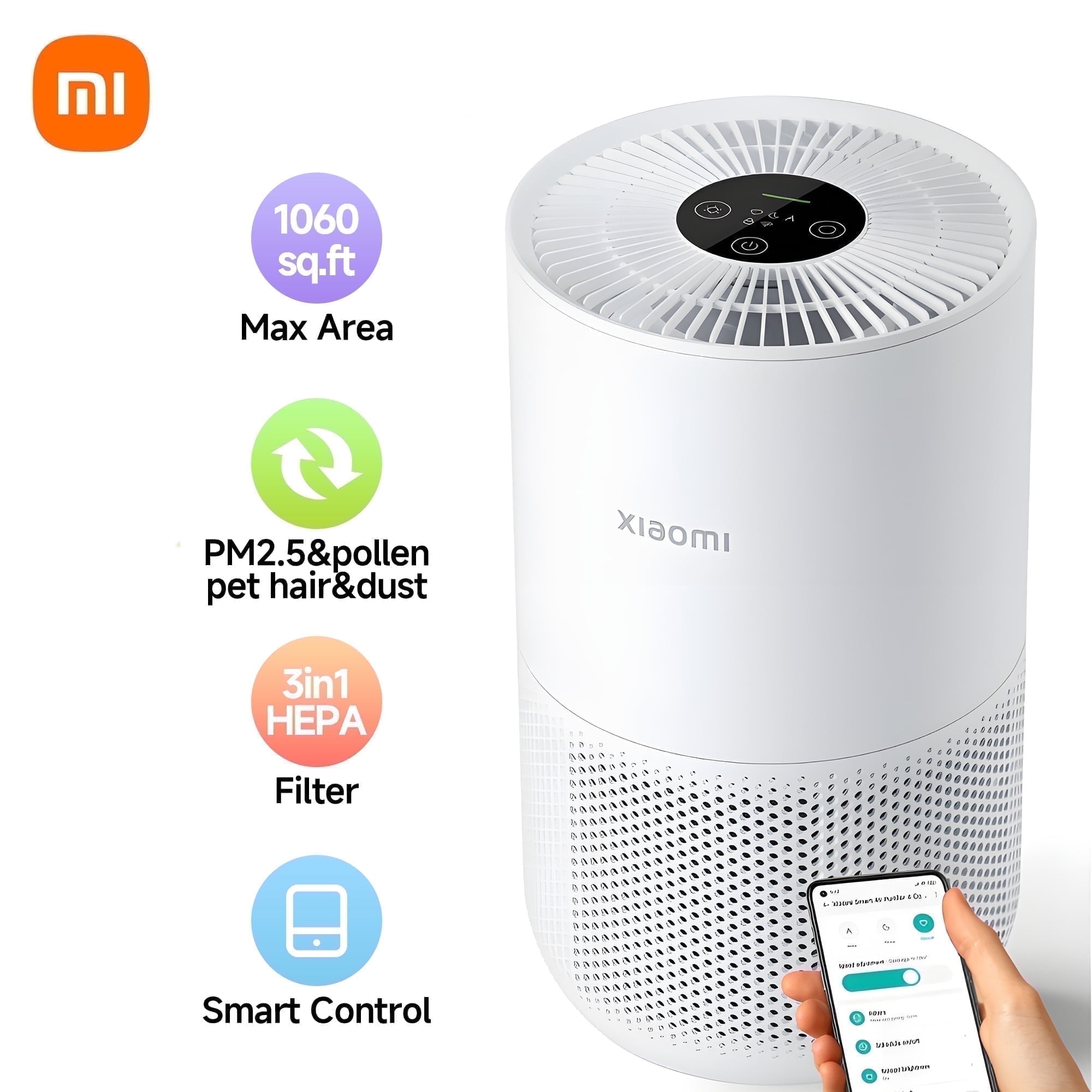 Xiaomi Smart Air Purifier for Home Bedroom up to 1060 Sq.ft with 3-in-1 HEPA Filter, Allergen Removal, Smart WiFi App,20dB Ultra Quiet Sleep Mode Air Cleaner for Pets Hair,Dust, Smoke - Image 13