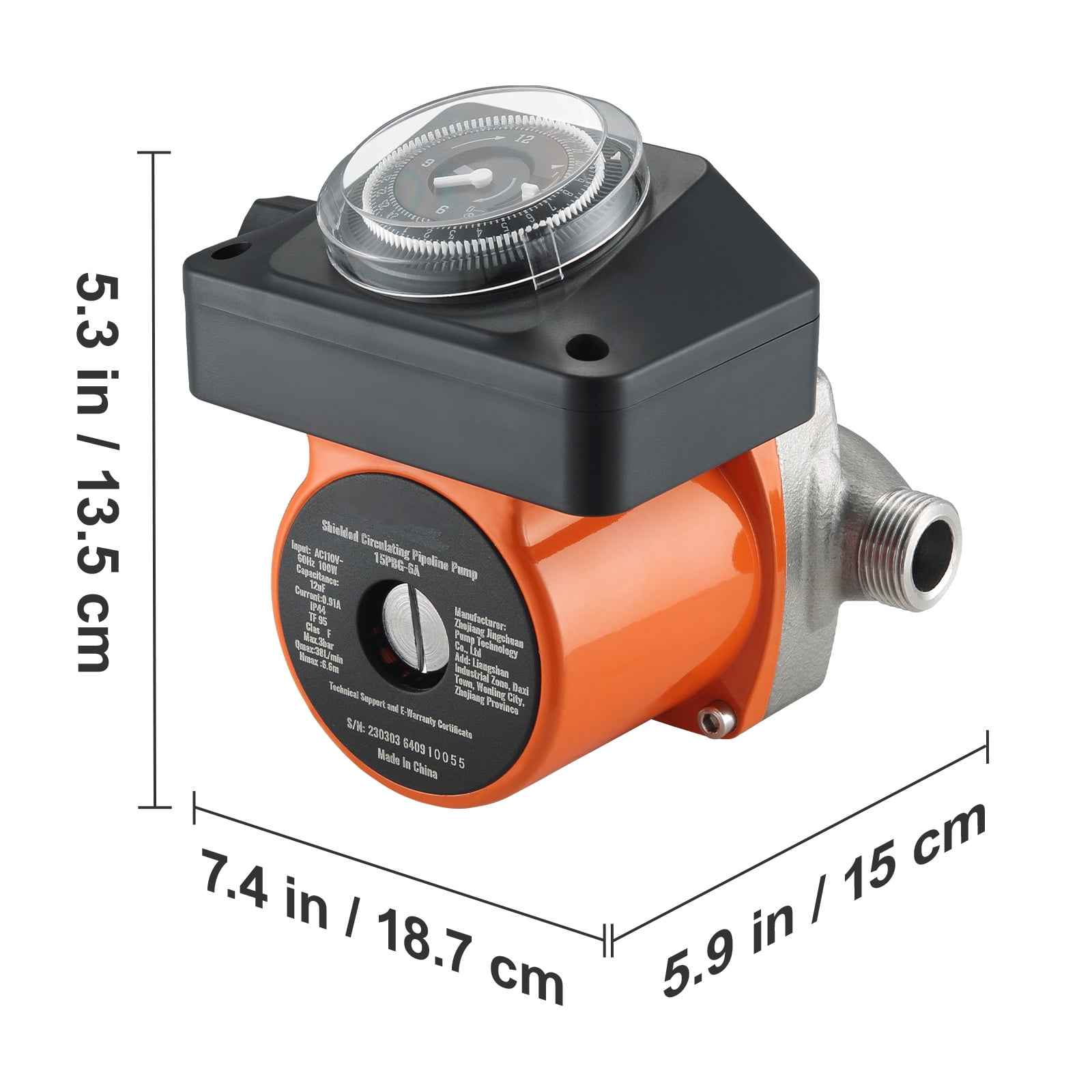 VEVOR Hot Water Recirculating Pump, Circulation Pump, 100W 110V DN20 Inlet/Outlet DN15 Adapter for Water Heater System - Image 6