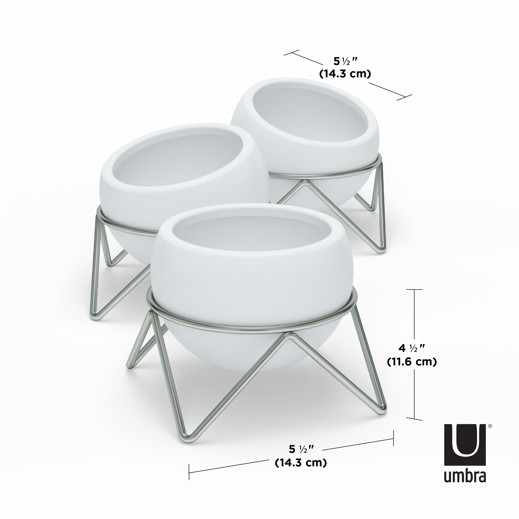 Umbra 6" x 6" x 5" Round White Ceramic Plant Planter (3 Pack) - Image 7