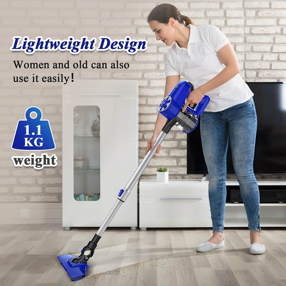 YOMA Cordless Vacuum Cleaner, 2200mAh Battery Stick Vacuum, Handheld Vacuum for Pet Hair Hard Floor, Lightweight 77CM Retractable Metal Tube, Blue - Image 8