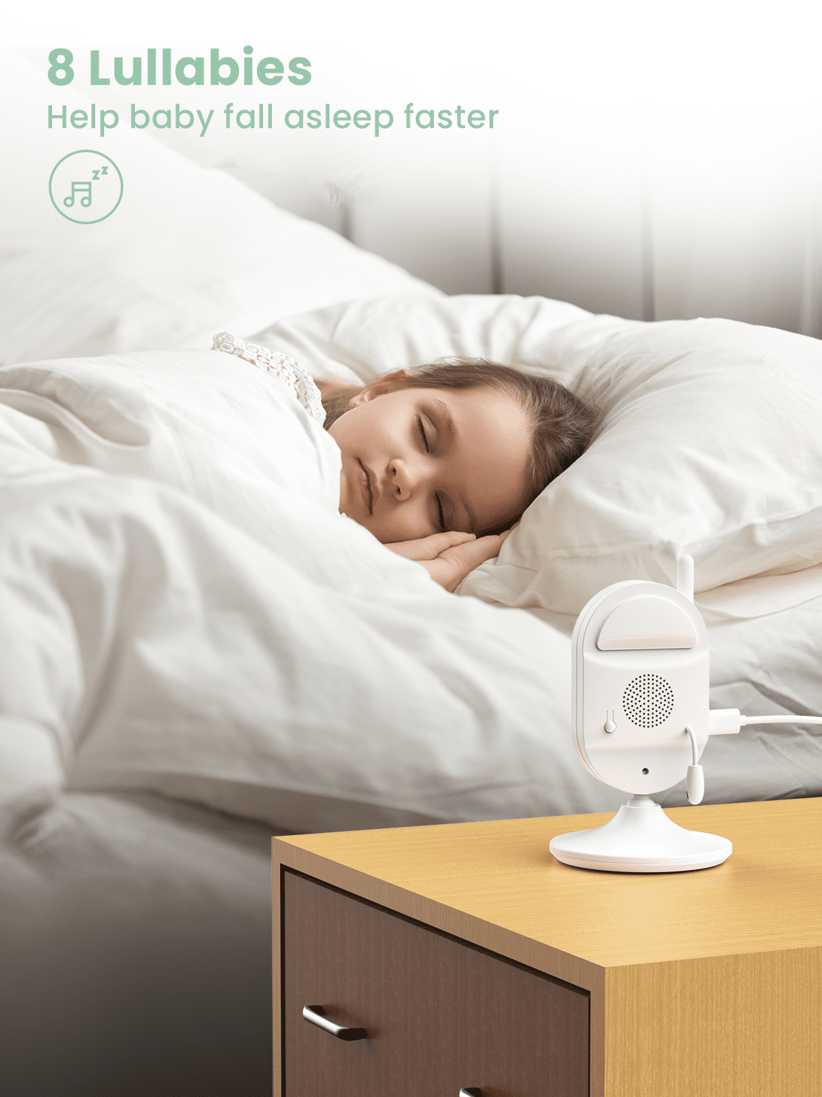 YOTON Video Baby Monitor with Camera, Auto Night Vision, 2 Way Talk, Lullabies with 2.4 GHz, White - Image 5