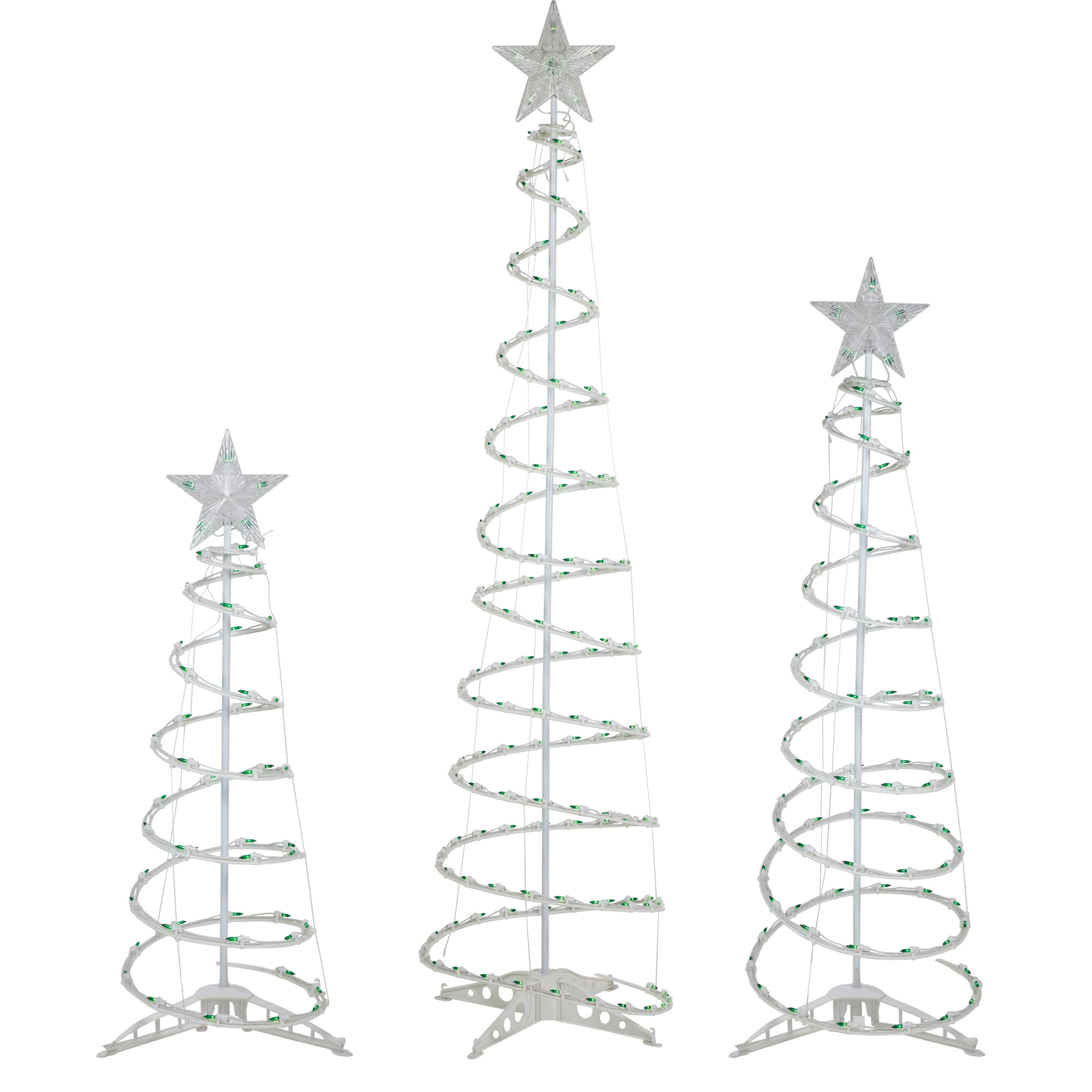 Northlight Set of 3 Green Lighted Spiral Christmas Trees, 3', 4', and 6' - Image 9