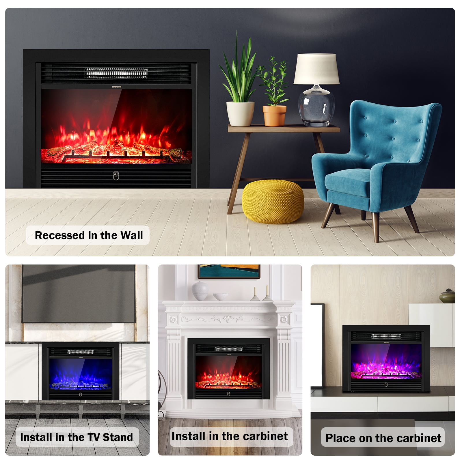 Topbuy 750/1500W Electric Fireplace Heater Adjustable Temperature &Luminance - Image 10