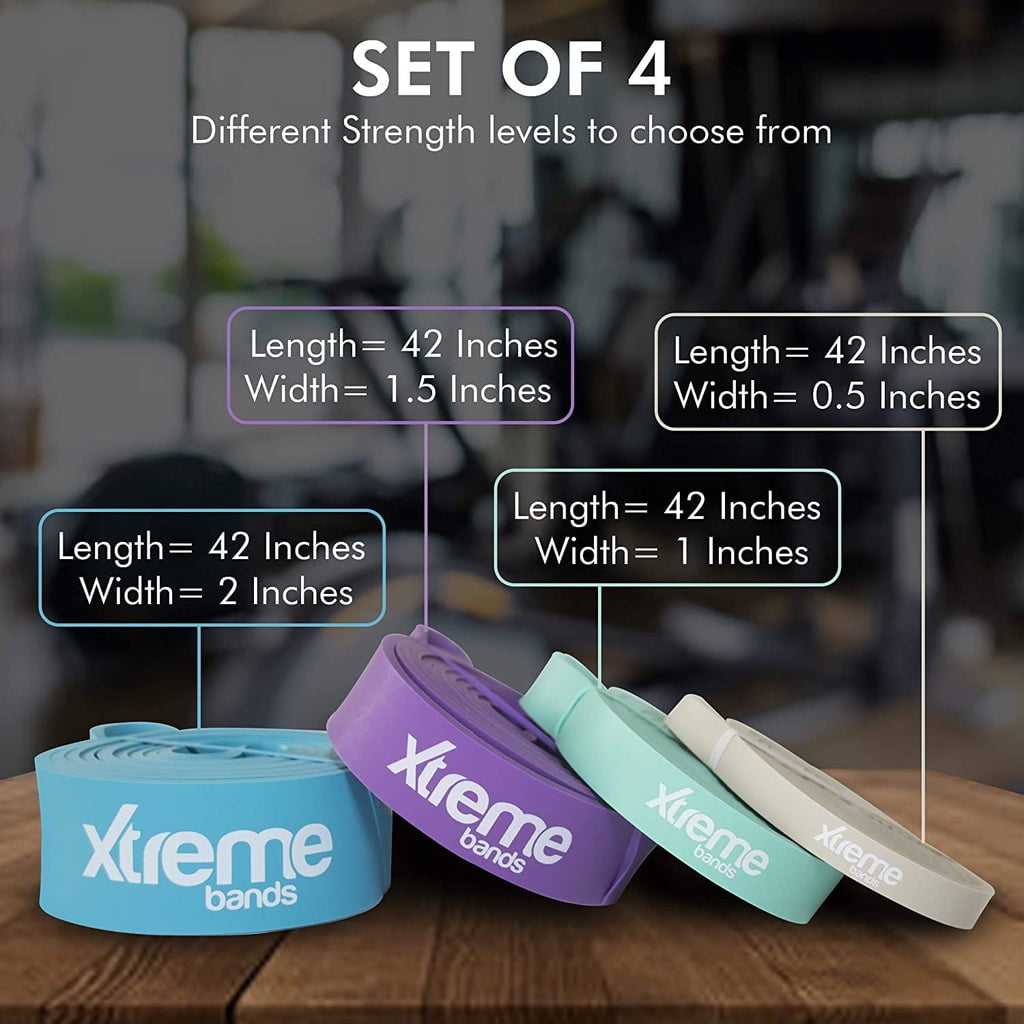 Xtreme Bands | Resistance Bands 4 Level Set | Durable Pull Up Assist Mobility Bands | For Powerlifting, Stretching, Exercise, Fitness, Strength Training & Workout | Foam Handles & Door Mount Included - Image 3