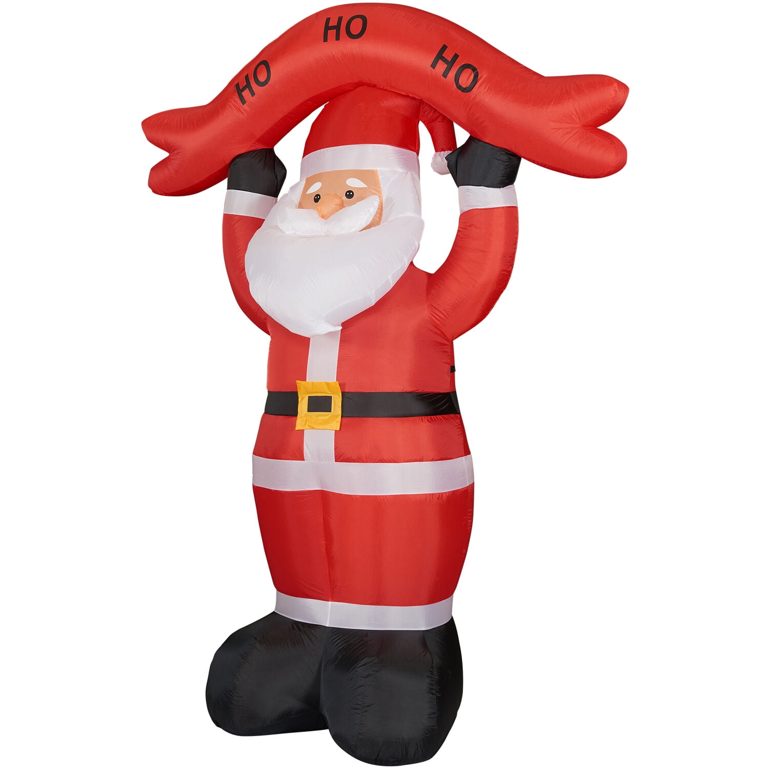 Fraser Hill Farm 10 ft Tall Santa Holding HO HO HO Sign, Outdoor Blow-Up Christmas Inflatable with Lights and Storage Bag, FHFSANTA104-L - Image 3