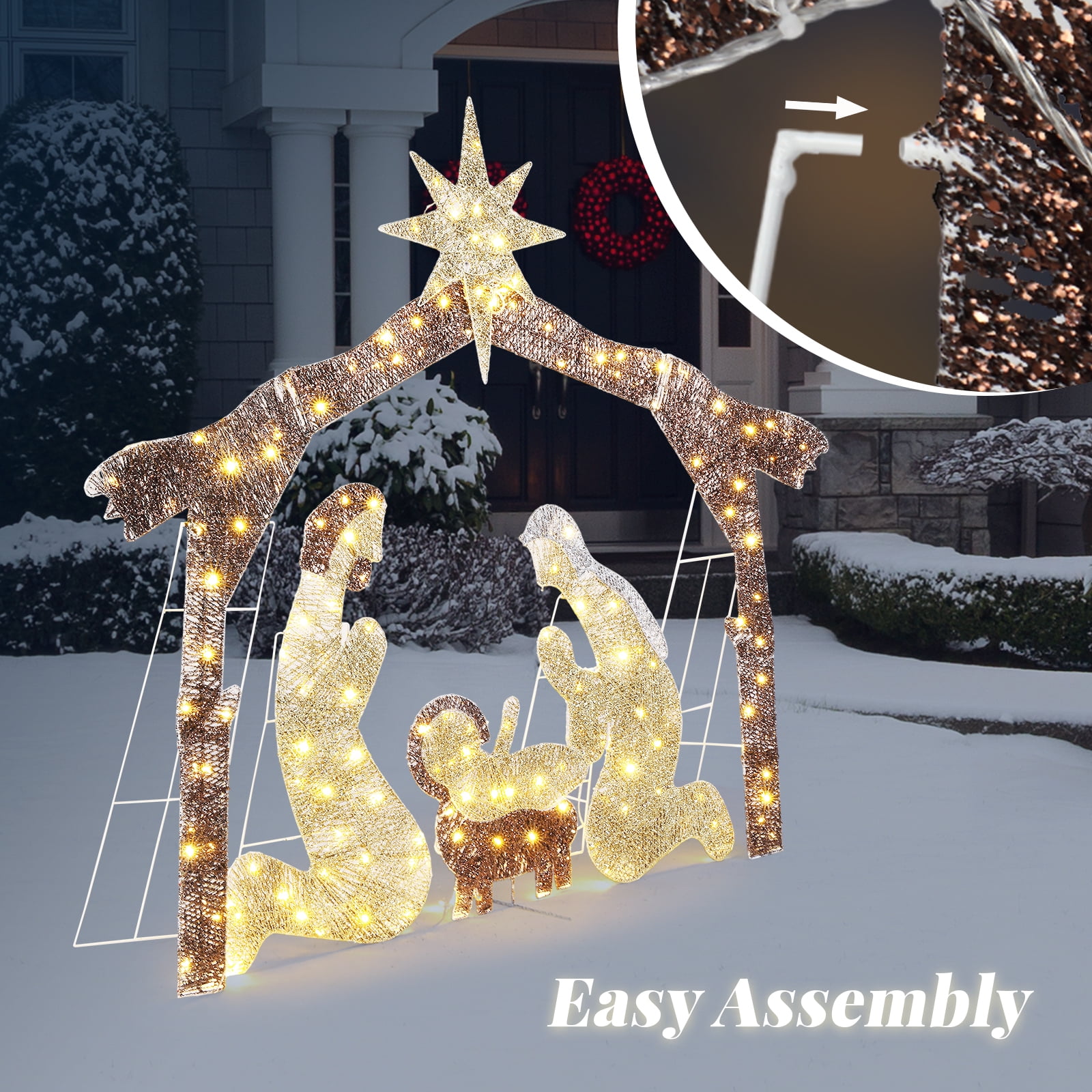 UBesGoo 6ft Light-Up Nativity Scene Christmas Decoration Nativity Christmas Outdoor Decor - Image 4