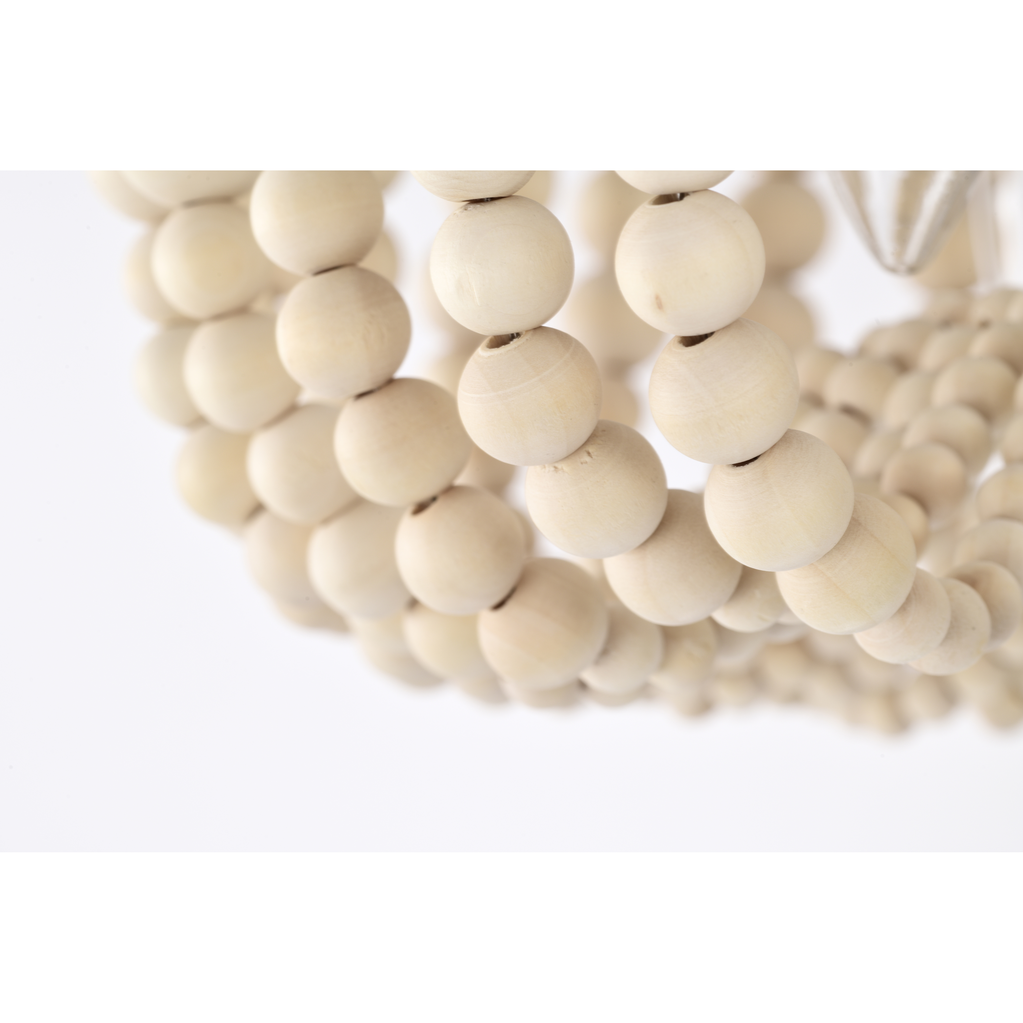 Wood Bead Chandelier Flush Mount Ceiling Light Fixture 3-Light Boho Light Fixtures Ceiling Farmhouse Chandeliers for Bedroom Dining Room - Image 6