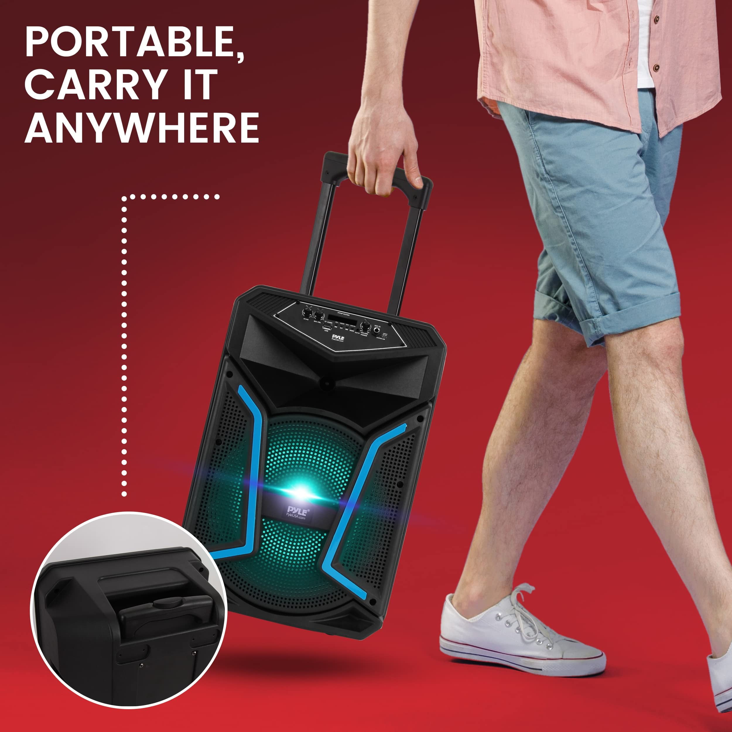Pyle PPHP122SM Portable Bluetooth Speaker System with Flashing Party Lights - Image 3