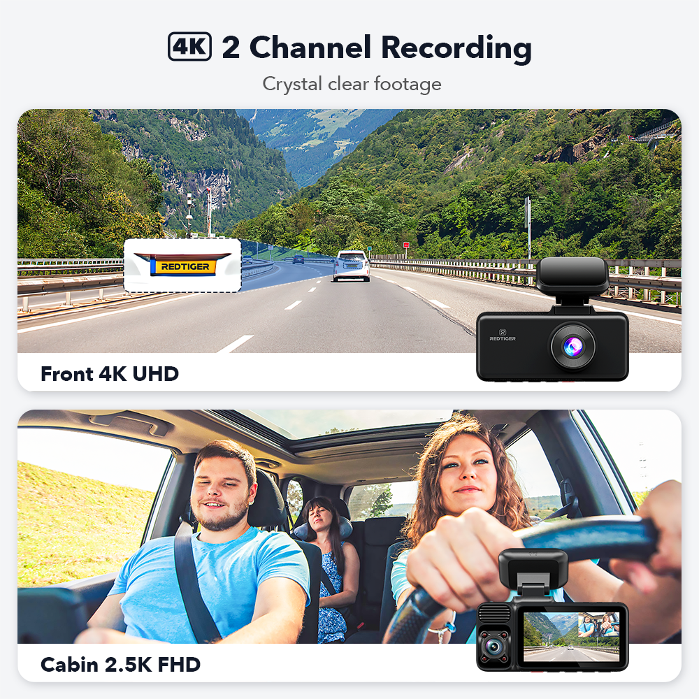 REDTIGER 3 Channel Dash Cam Front and Rear, Dash Camera with 5G WiFi GPS, IR Night Vision, Free 64GB Card, 24H Parking Mode, Vehicle - Image 8