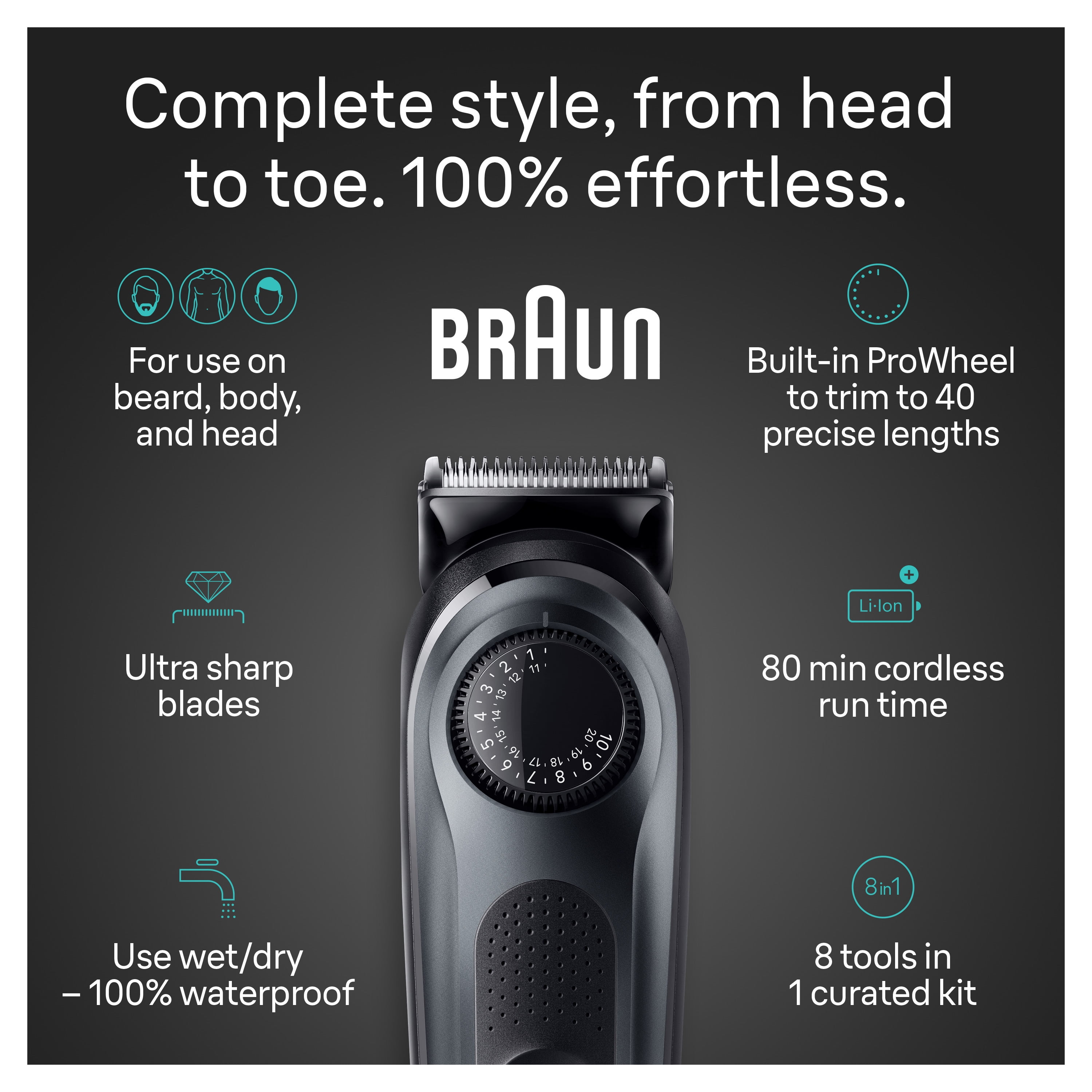 Braun Series 5 5470 All-in-One Electric Trimmer Kit, 8-in-1 Style Kit for Men, Black - Image 9