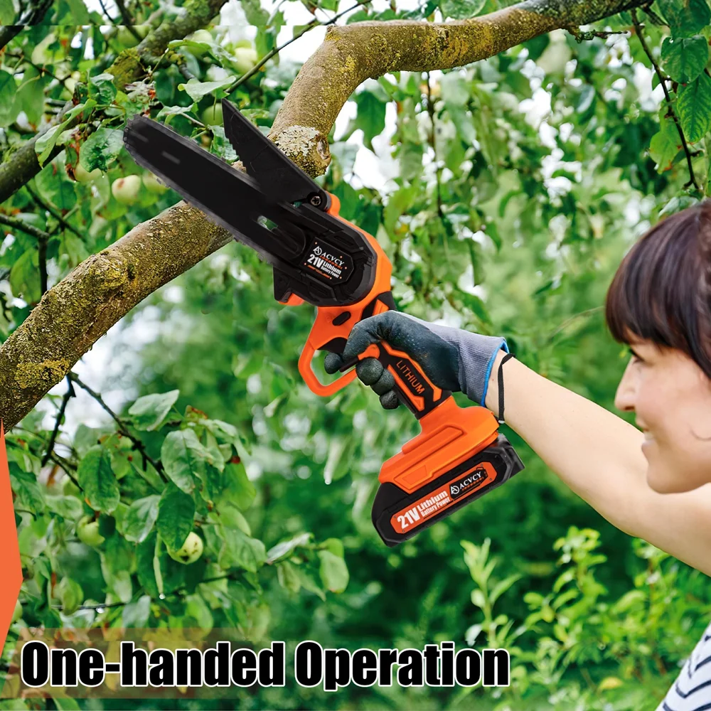 6" Mini Chainsaw with 2 pcs 2000mAh Batteries 2 Chains with Safety Lock,6 Inch Cordless Handheld Chain Saw for Wood Cutting Tree Trimming - Image 3