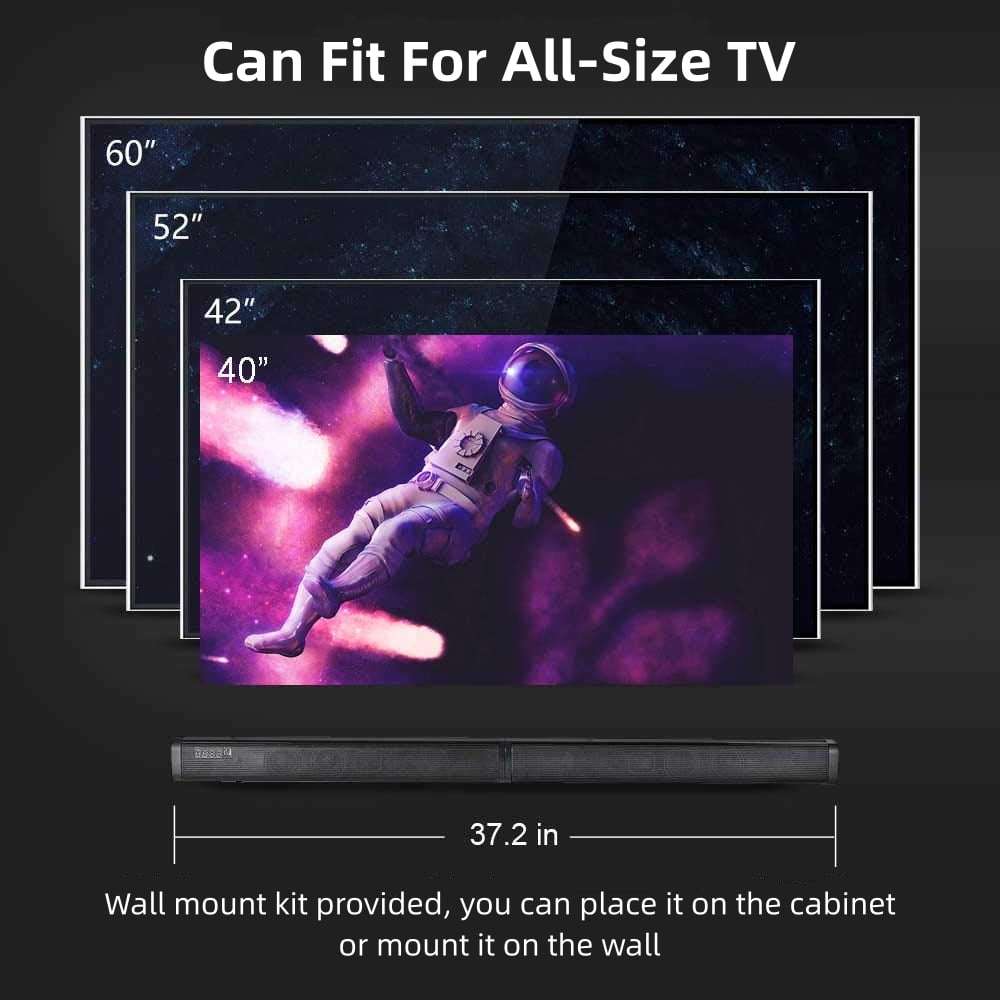 Tyethy Sound Bar for TV 40W Bluetooth 5.0 Wireless Split Soundbar with Surround Sound System for Home Theater TV Audio Speaker - Image 9