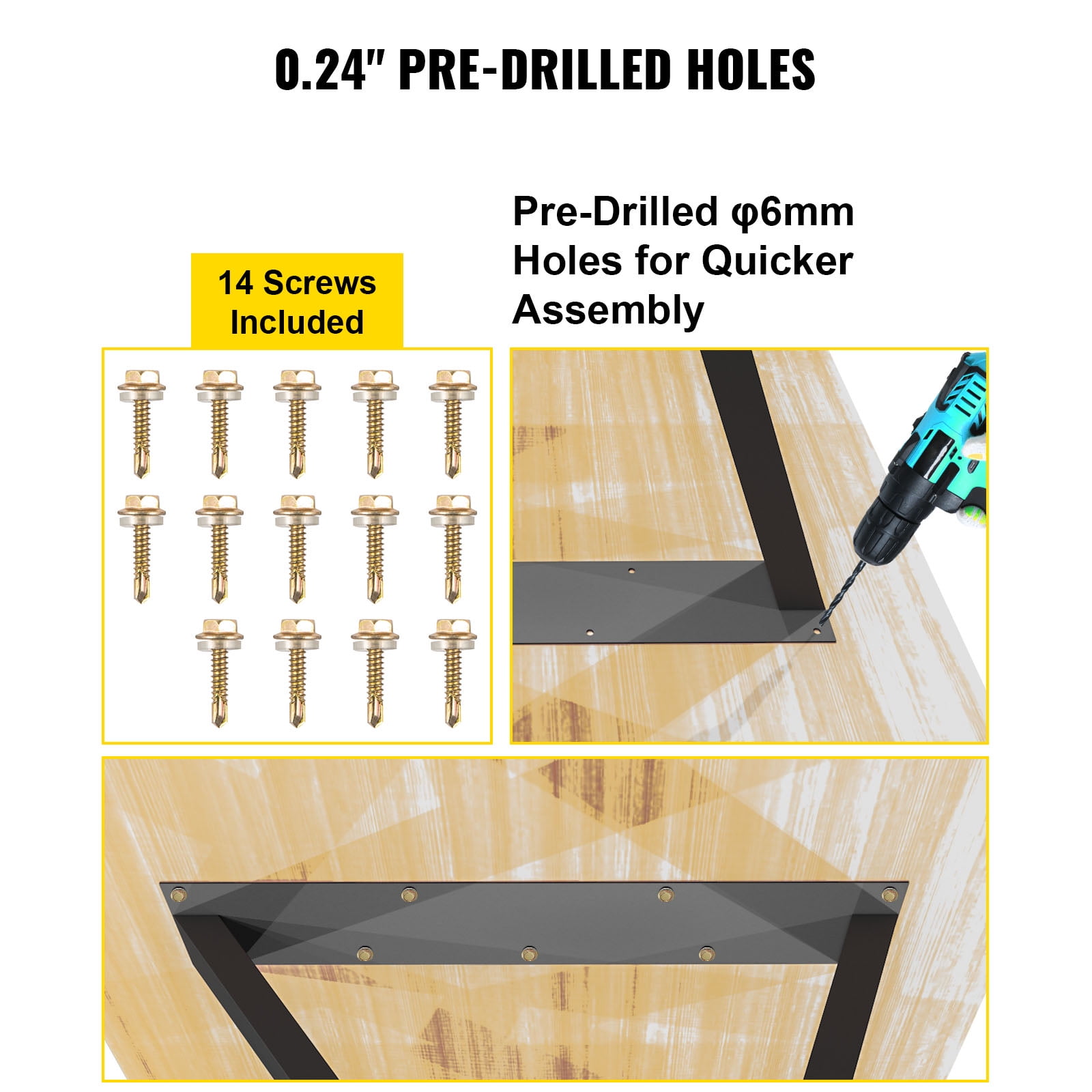 VEVOR 28x18 inch Z Shape Metal Table Legs, Set of 2, Heavy Duty Desk/Bench Legs, Wrought Iron Furniture Bases - Image 5