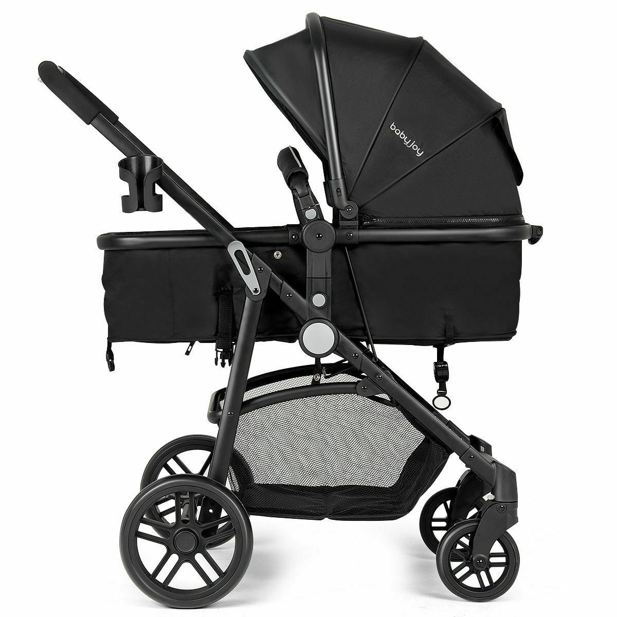 Costway Foldable Baby Stroller 2 in 1 Newborn Infant Travel Buggy Pushchair 22 lbs Black - Image 8