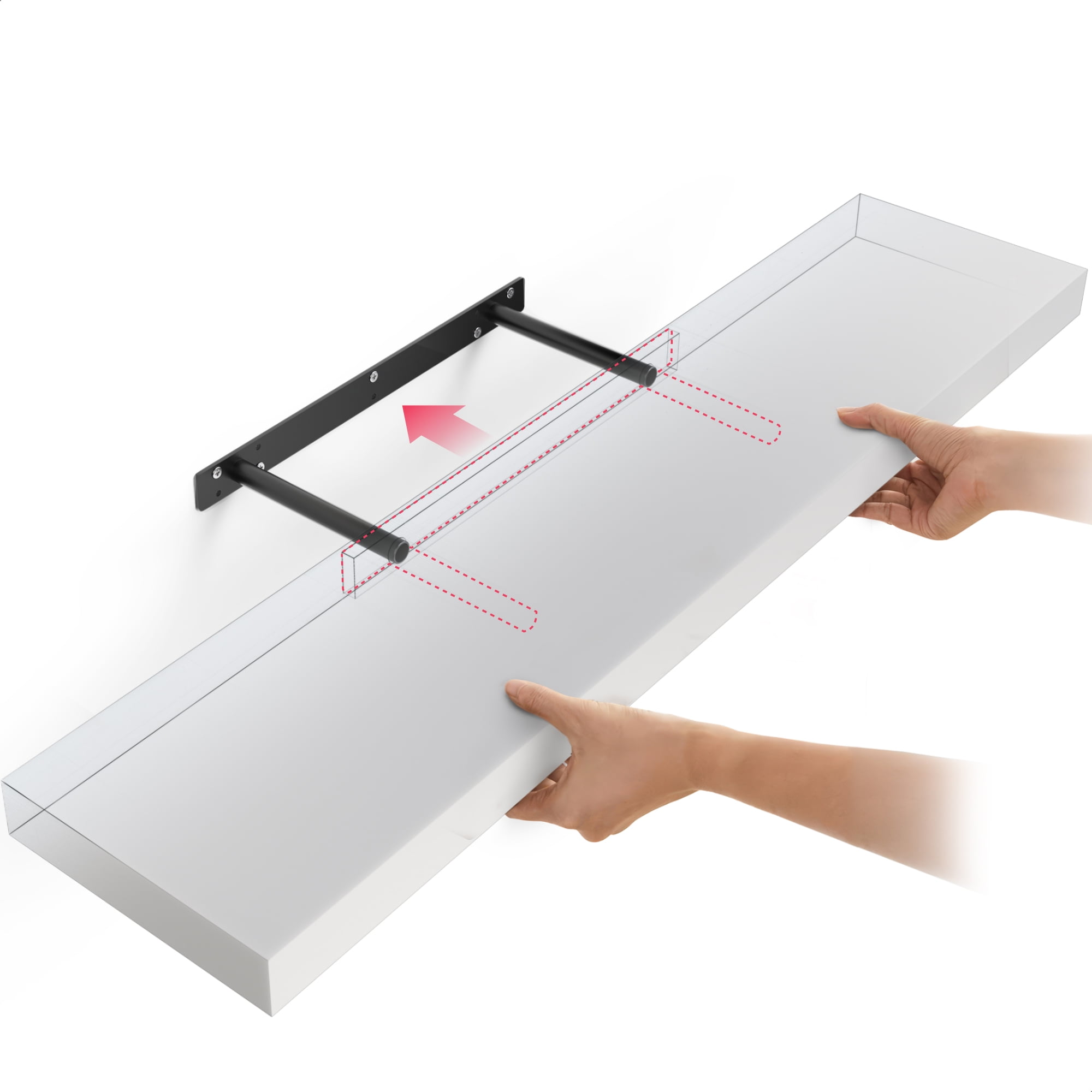 Ballucci 36" Floating Shelves, 2-Pack Wood Wall Shelf Set with Invisible Brackets, 8" Deep, White - Image 6