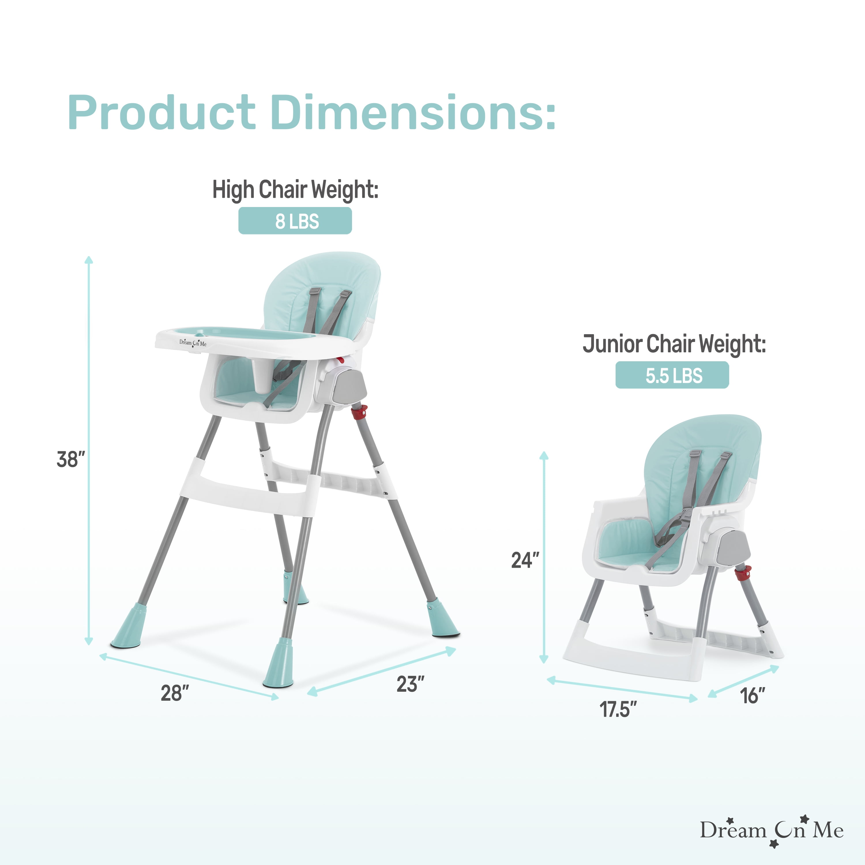Dream On Me Portable 2-in-1 Table Talk Baby High Chair, Convertible, Compact and Light Weight, Aqua - Image 37