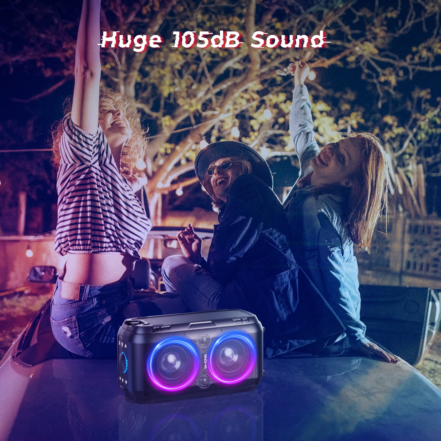 Bluetooth Speaker, W-King 80W Party Speaker Loud with Multi-Colors Light, Supports Bluetooth 5.0 - Image 5