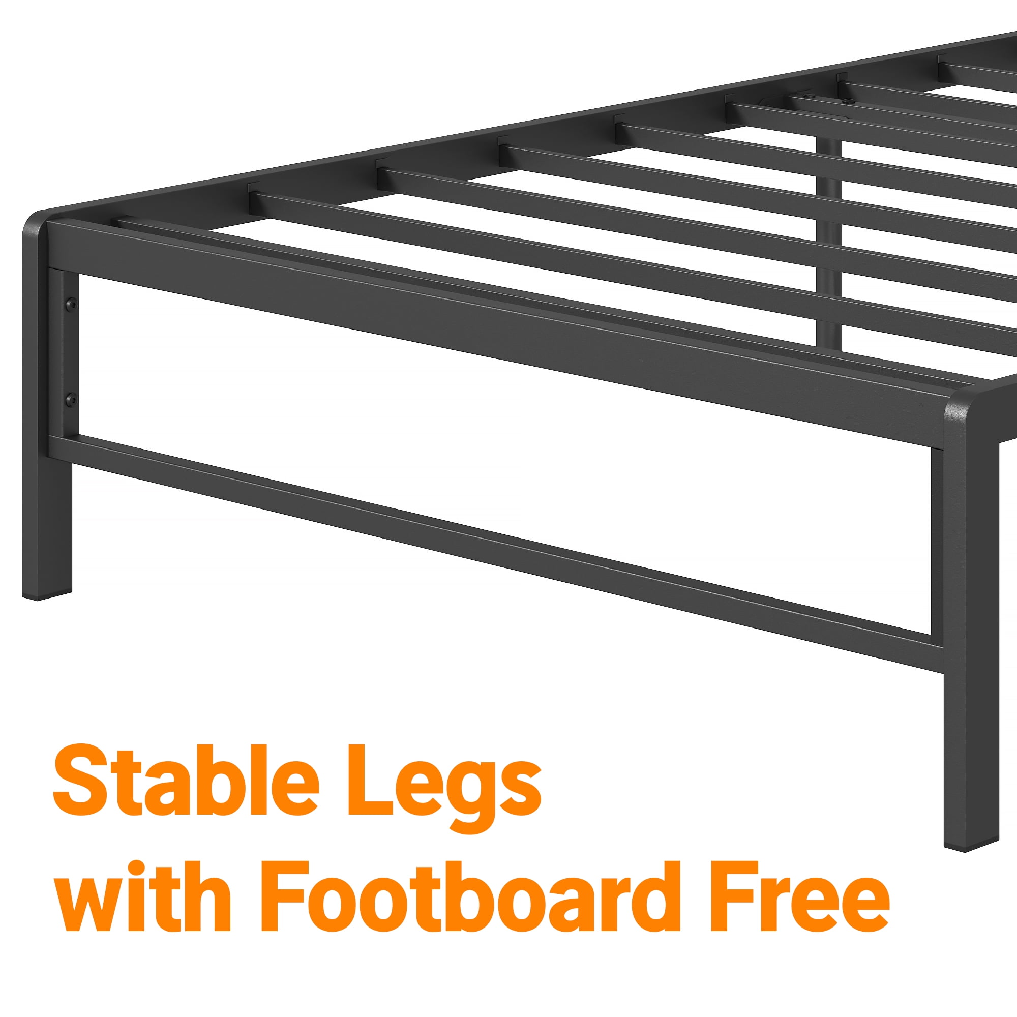 Yoneston Kids Twin Size Metal Platform Bed Frame with Storage Headboard, 12" Mattress Foundation for Childs Adults, Caramel Brown - Image 4