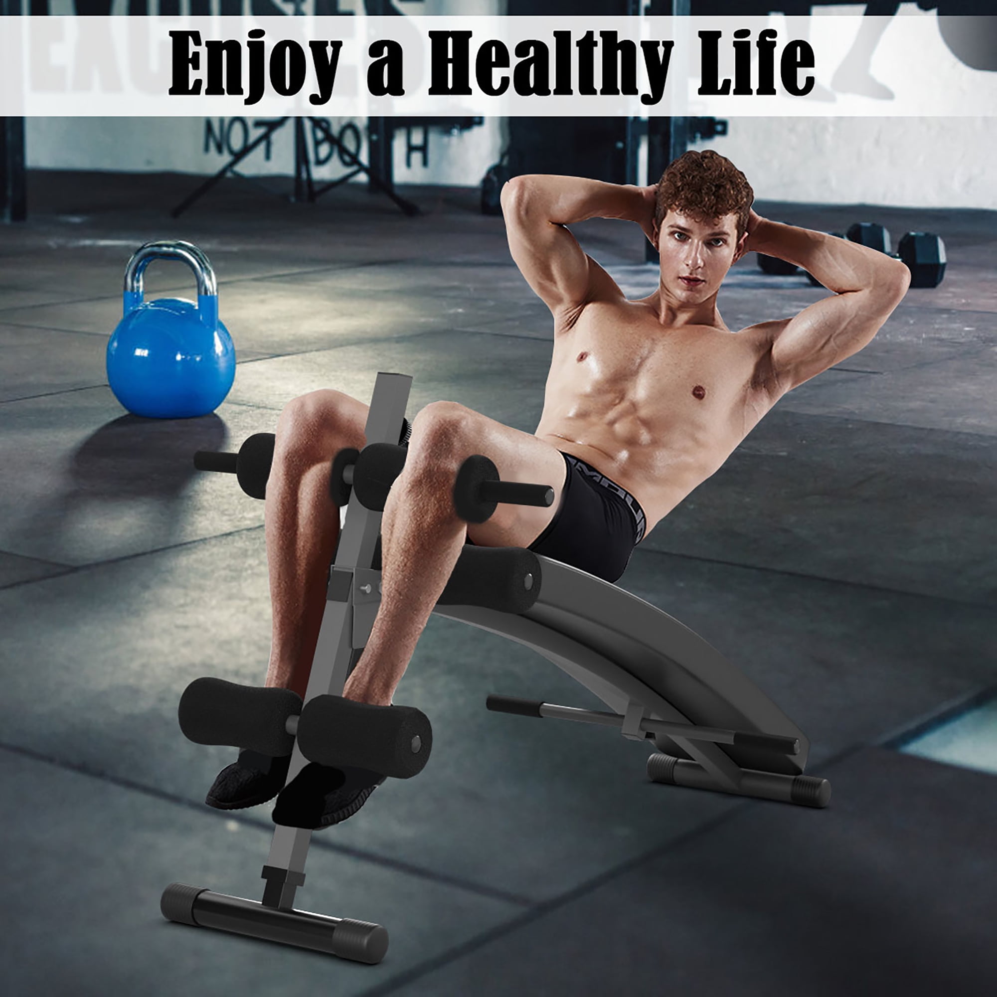 Adjustable Arc-Shaped Decline Sit up Slant Bench Crunch Board Fitness Workout - Image 10