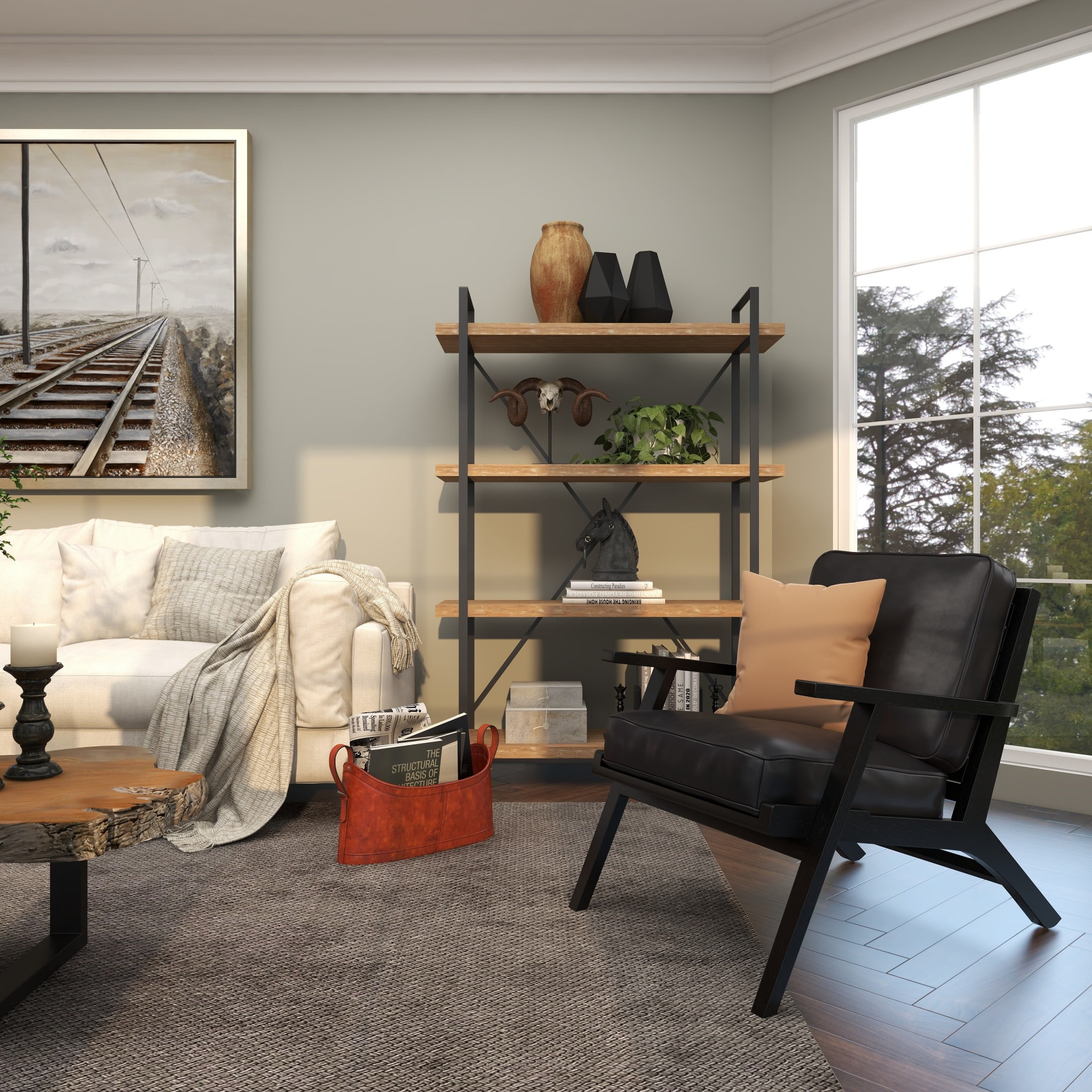 DecMode 12" Brown Leather Handmade Curved Box Style Single Slot Magazine Holder with Buckle Handles - Image 7