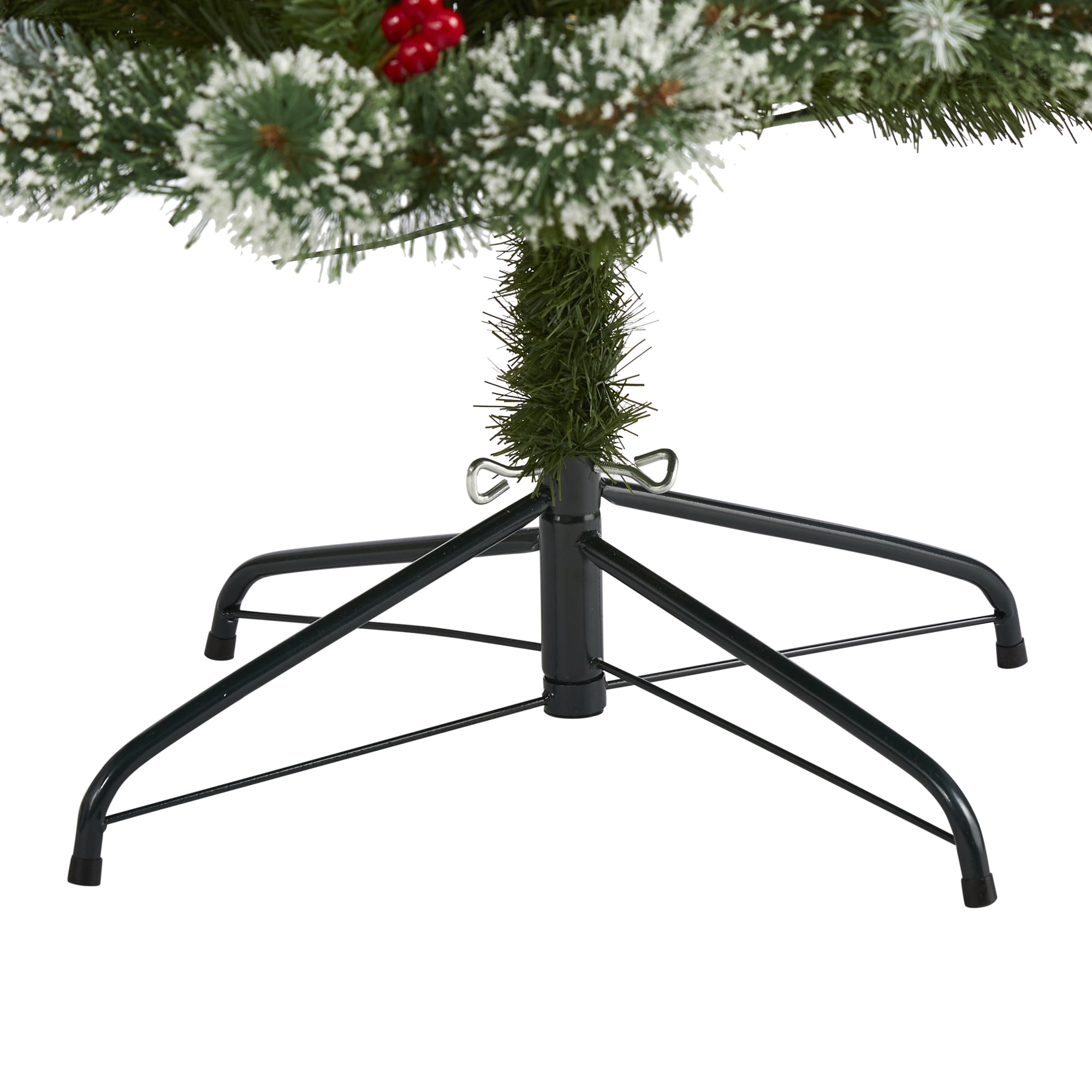 Nearly Natural 7' Green Frosted Artificial Christmas Tree with Berries Prelit 400 Clear LED Lights - Image 4