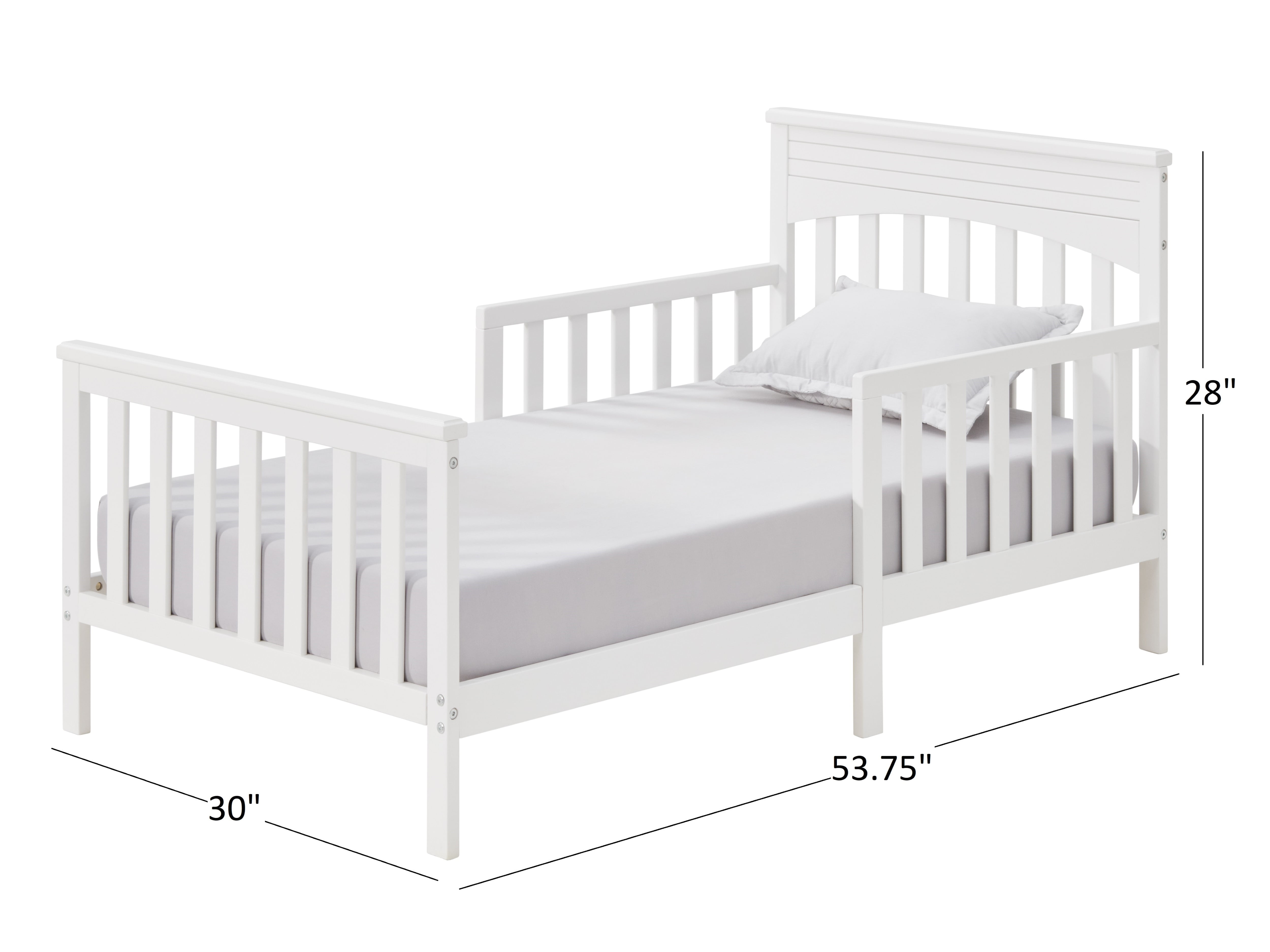 Oxford Baby Harper Wood Frame Toddler Bed with Guardrails and Flat-Top Headboard, Snow White - Image 4