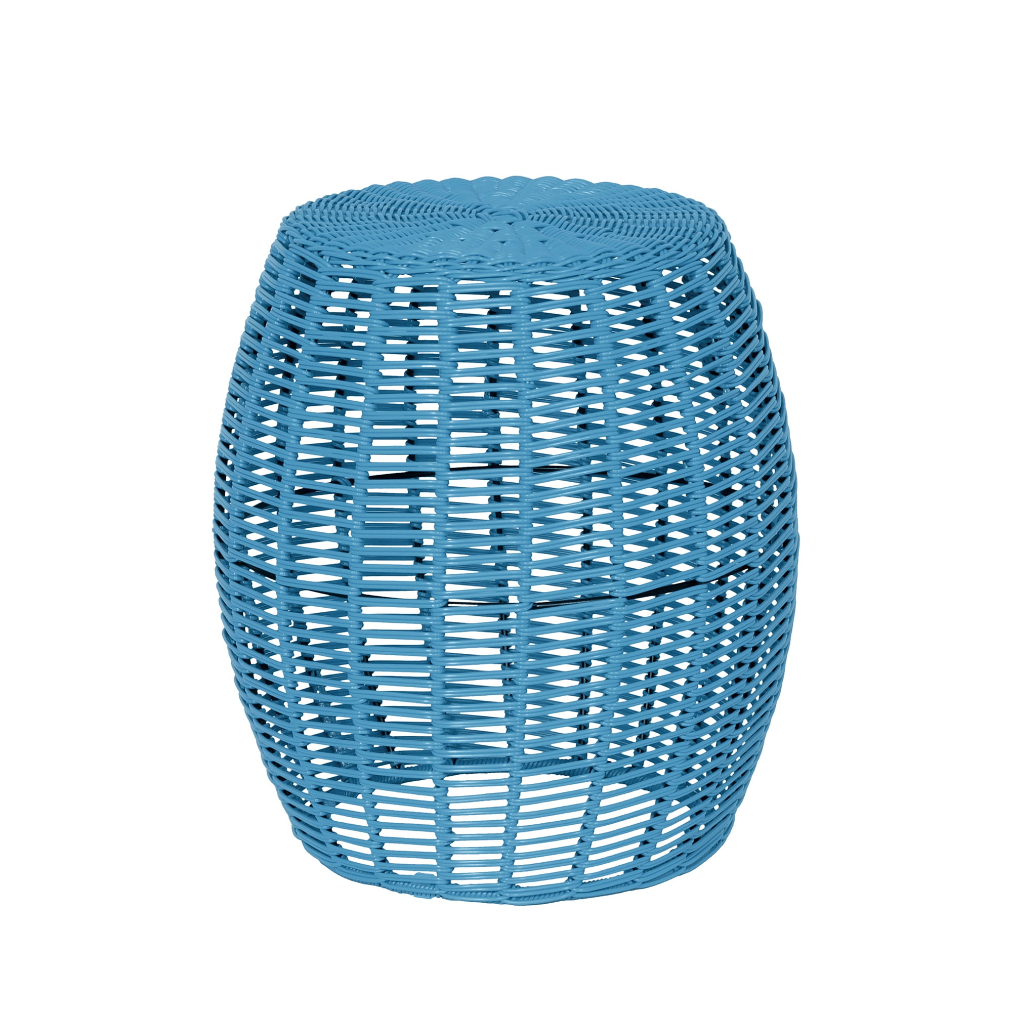 16in Wicker Outdoor Side Table - Blue - Image 4