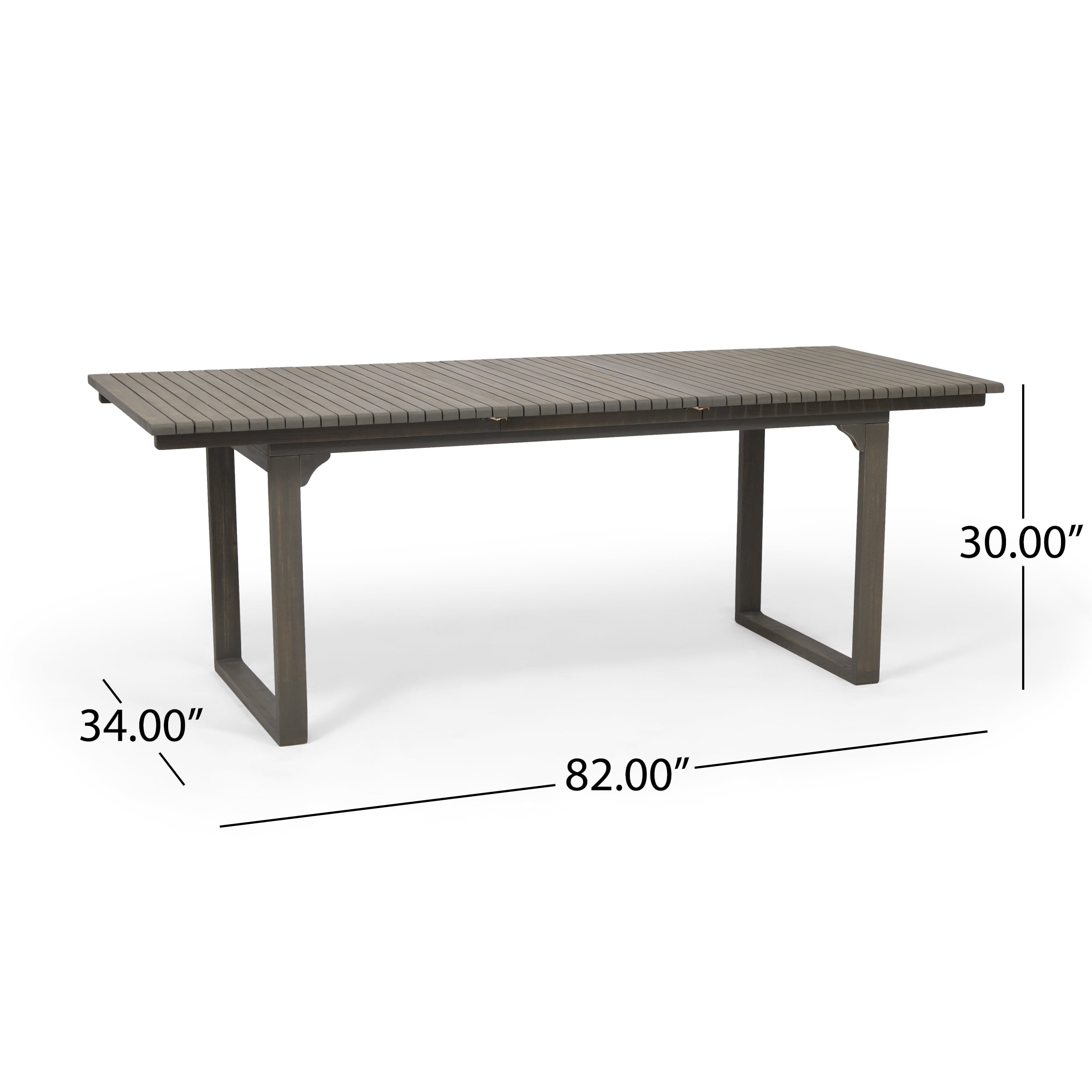 Christopher Outdoor Expandable Acacia Wood Dining Table, Gray - Image 3