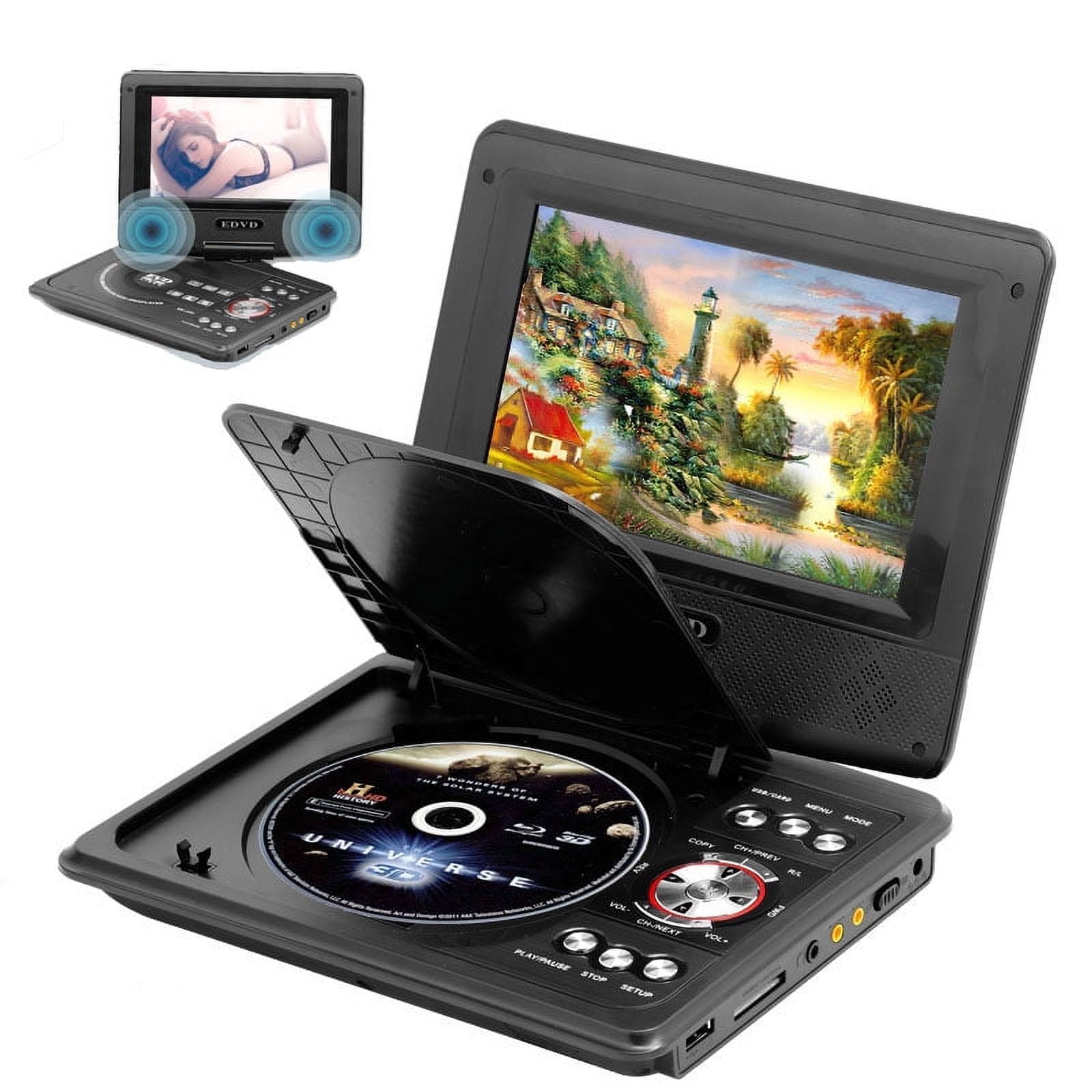 Leyeet 7.8" Portable DVD Player with 6.8" Swivel Screen, Car DVD Player with High Volume Speakers, with Gaming Capabilities, Remote Control, Support Sync TV, 2650x1440 Resolution - Image 3