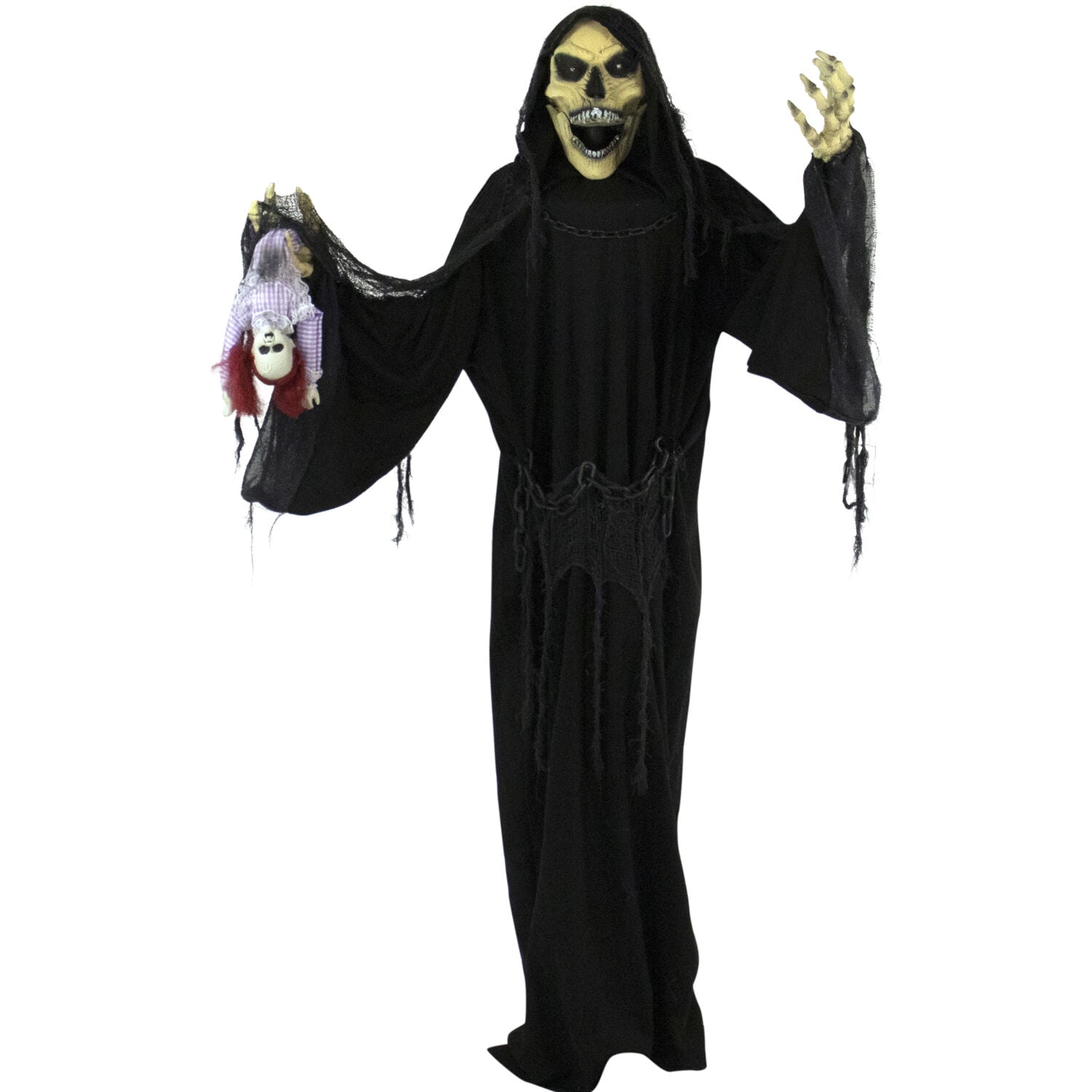 Haunted Hill Farm Life-Size 5.7 ft Animatronic Reaper, Indoor/Outdoor Halloween Decoration, Flashing Colorful Eyes, Poseable, Battery-Operated, HHRPR-6FLSA - Image 12