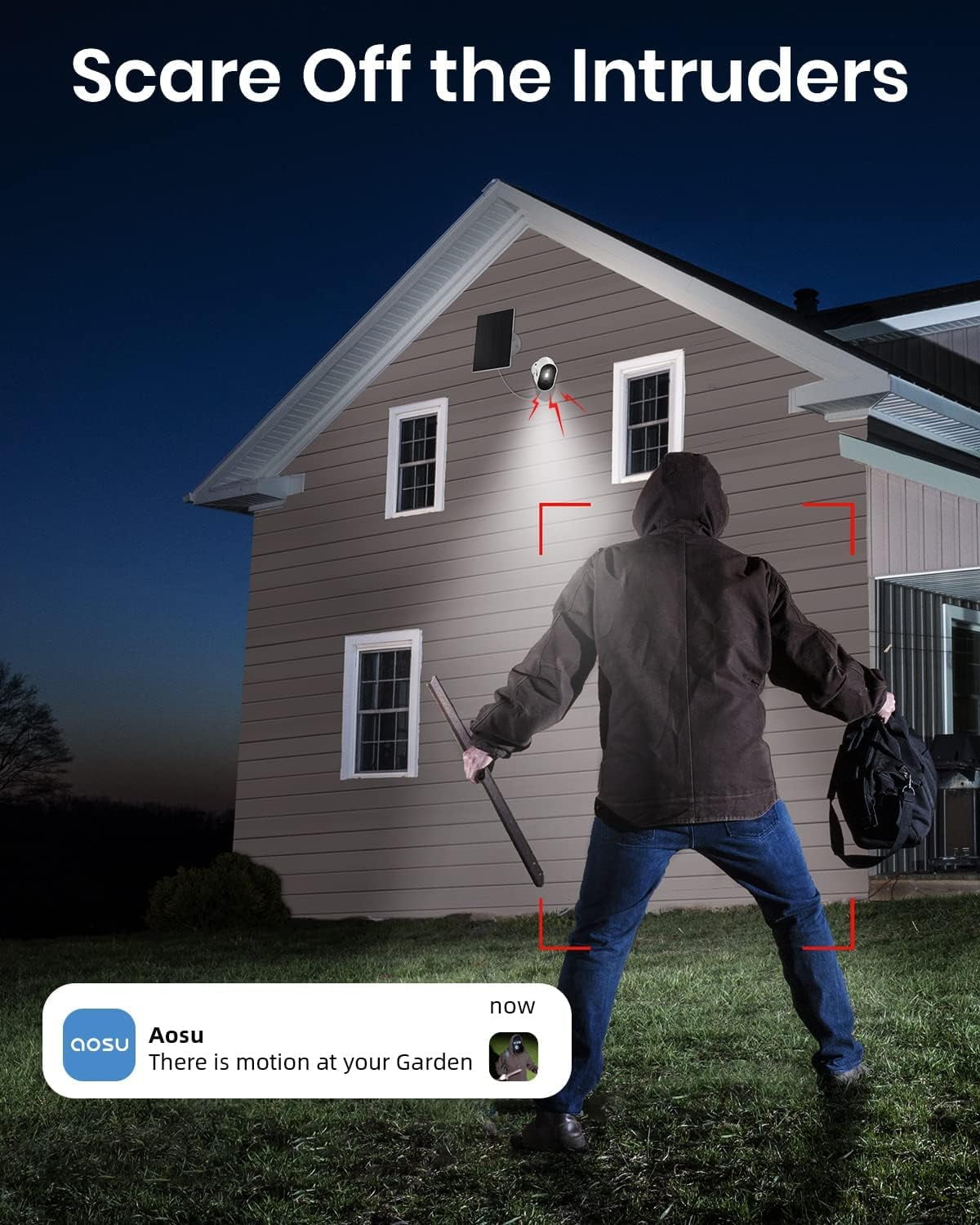 AOSU Solar Wireless Outdoor Security Cameras, 2K/3MP Home Security System, 2 Camera Kit with 166° Ultra-Wide View, Solar Powered, Spotlight, Night Vision, No Monthly Fee, 32G Local Storage - Image 8