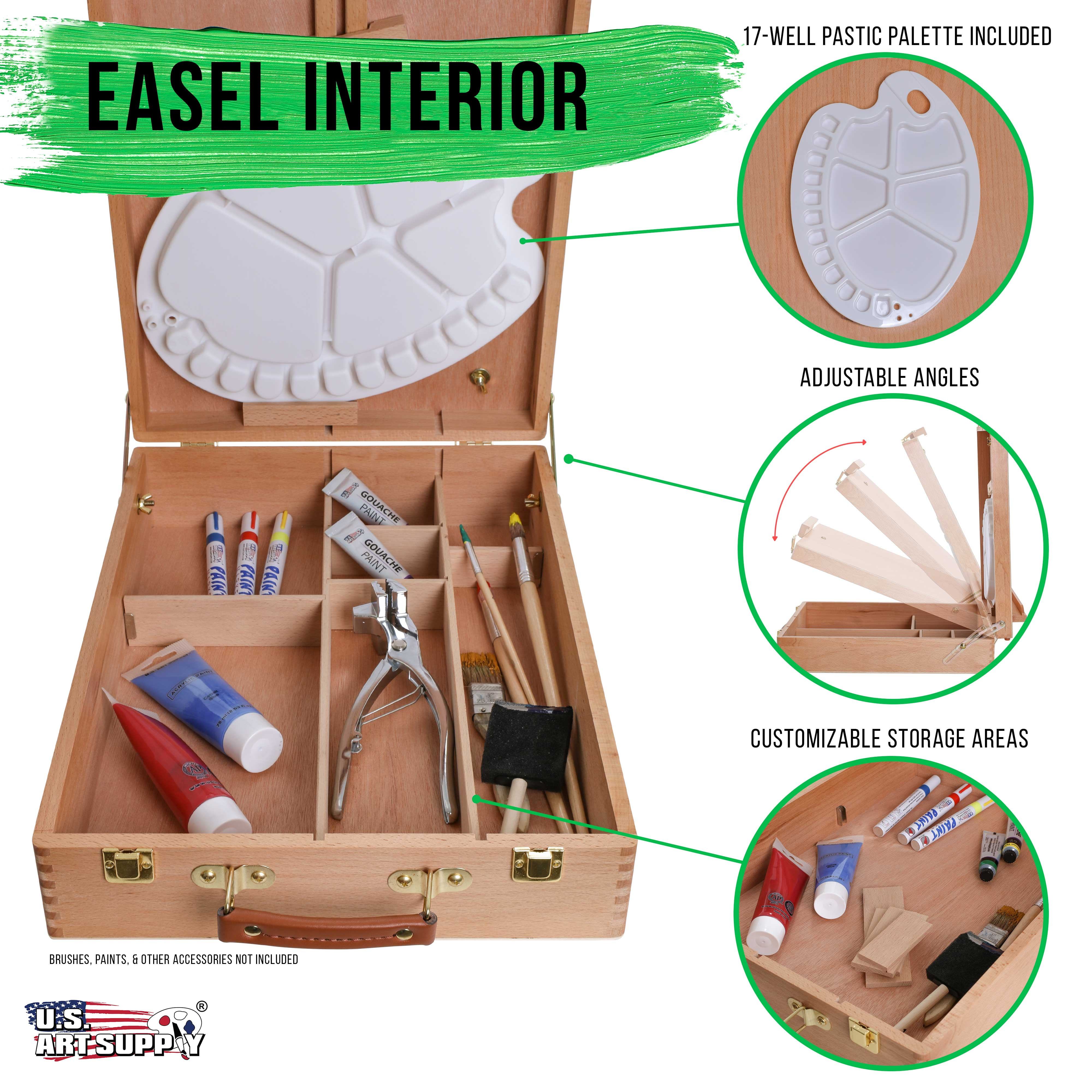 US Art Supply Newport Large Adjustable Wood Table Sketchbox Desktop Artist Easel - Image 5