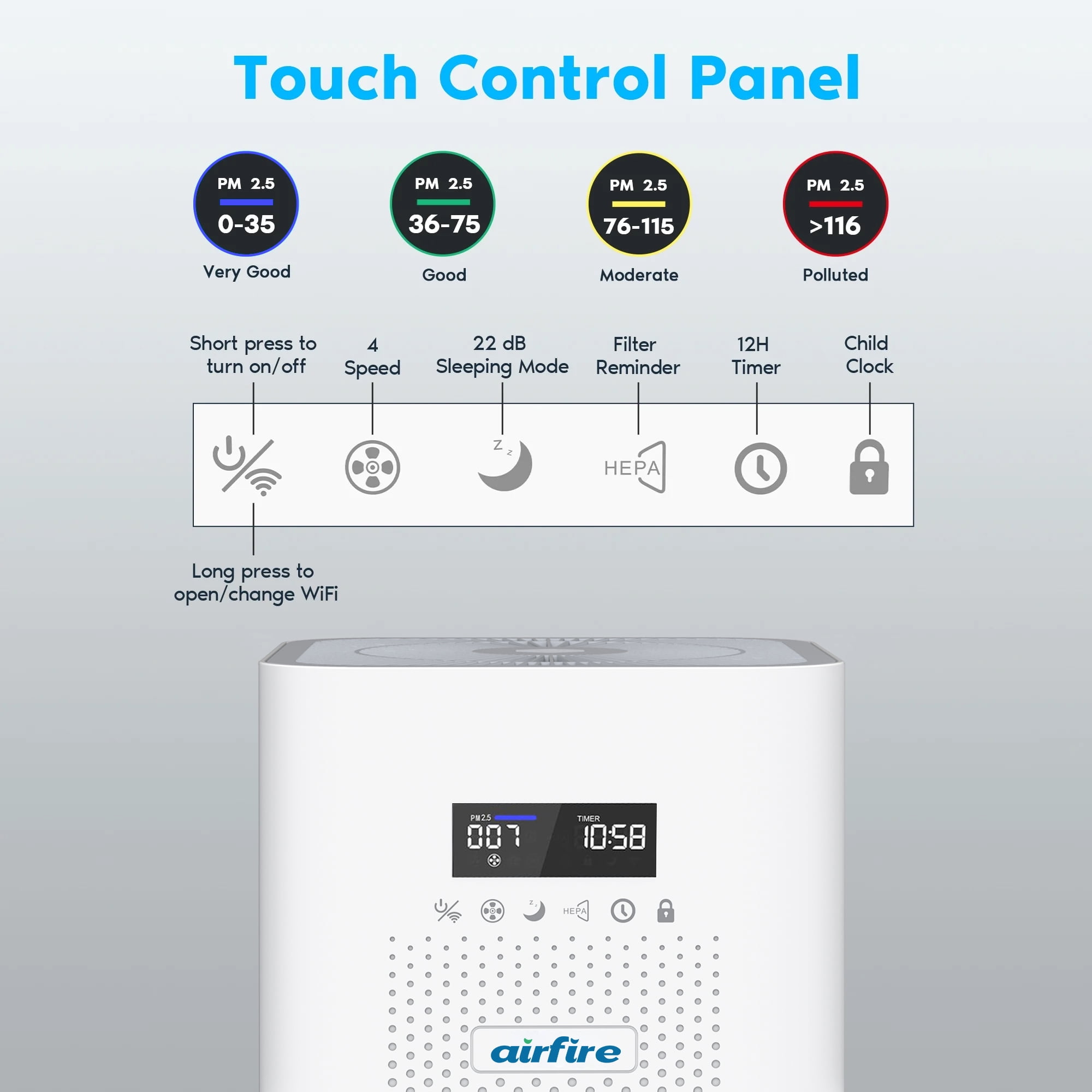 Airfire Air Purifier for Home Large Rooms, up to 2500 Sq. ft Smart WiFi Air Cleaner, Air Purifiers for Allergies and Asthma, H13 True HEPA Filter for Pet Hair, Allergens, Smokers, Odors, Dust, Pollen - Image 12