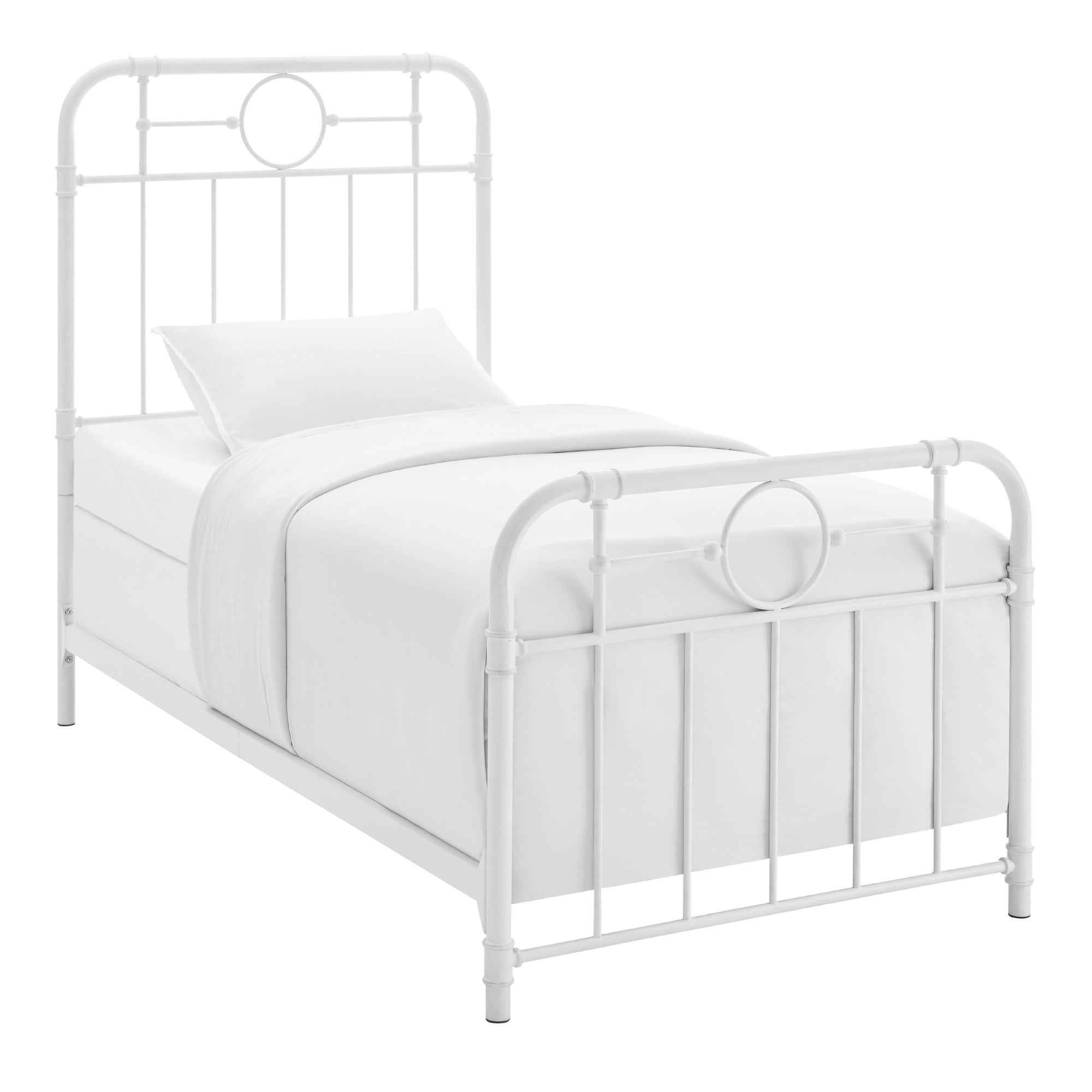 Walker Edison Vintage Industrial Twin Metal Bed Frame, White - Image 4