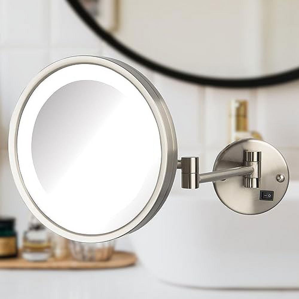Jerdon Lighted Makeup Mirror - Hard Wired Wall Mount Magnifying Mirror with LED Lights - Polished Chrome Finish - 9.5-Inch Diameter - Model HL1016CLD - Image 7