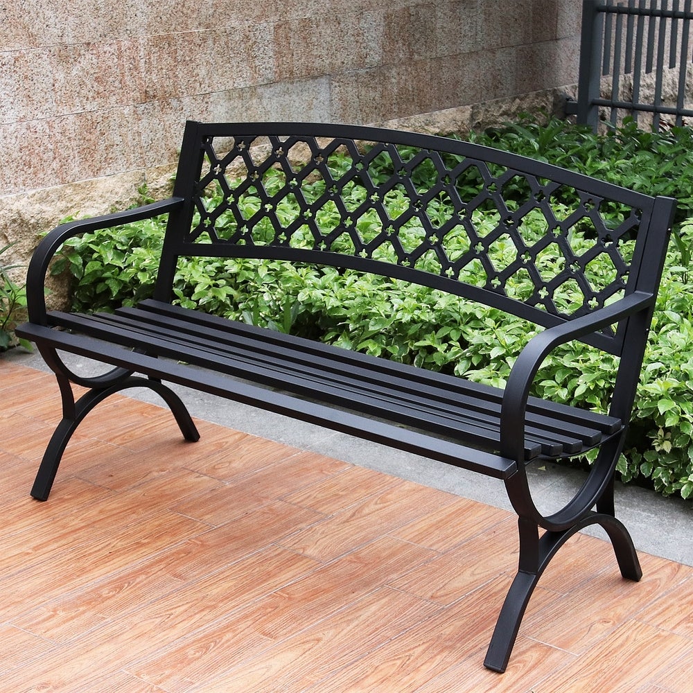 Abble High Back Outdoor Park Bench Garden Bench Patio Bench Porch Bench - Image 5