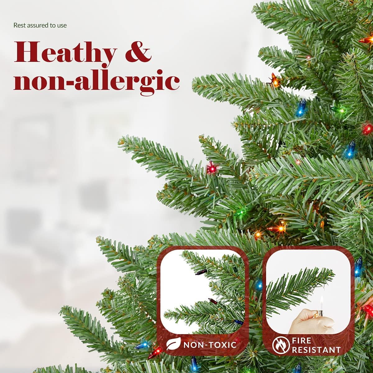 OasisCraft 6.5ft Pre-Lit Spruce Christmas Tree with 600 Color Lights, Artificial Multi-Color Xmas Tree - Image 4