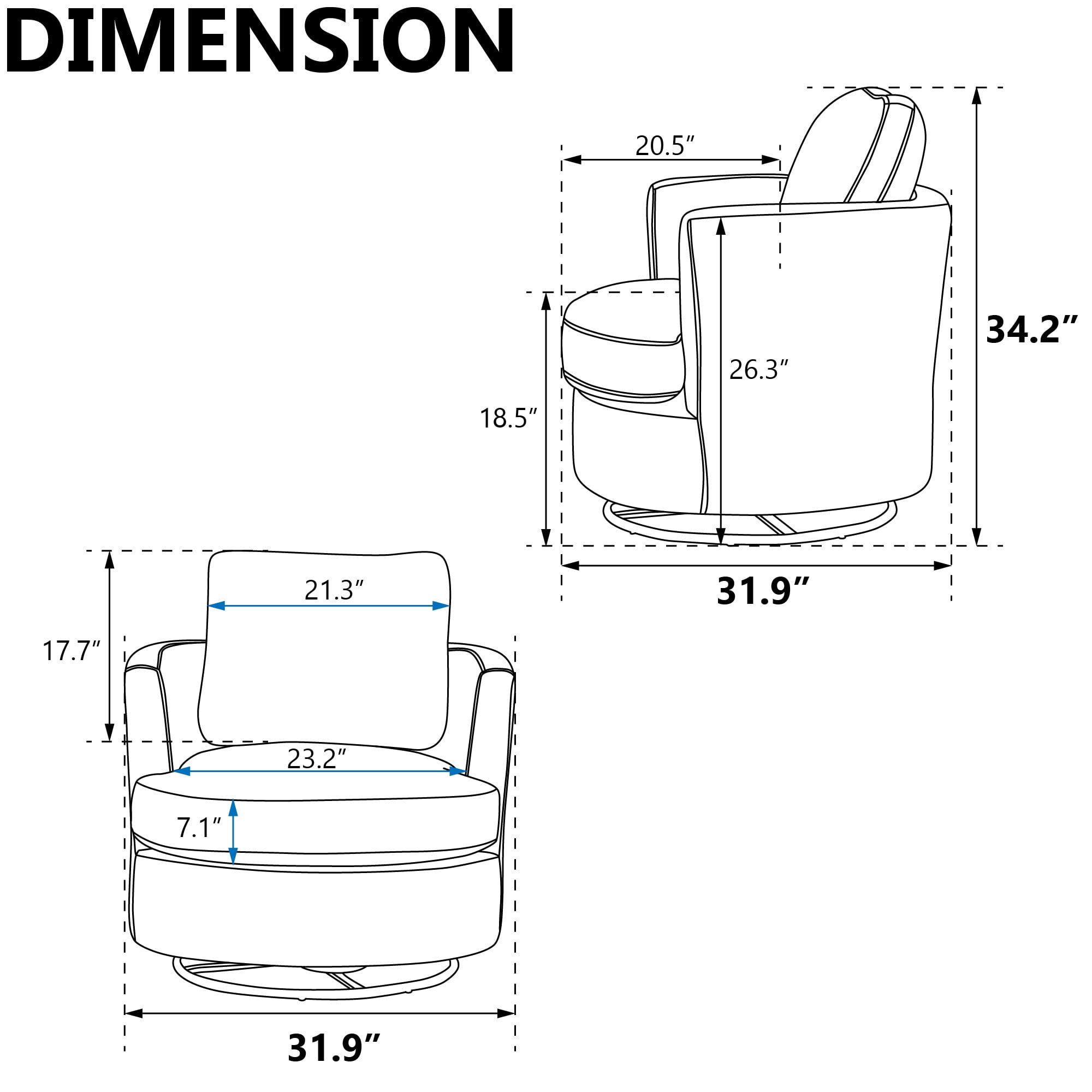 Aukfa 32" Wide Swivel Barrel Chair Accent Chair with Pillow for Living Room Bedroom, Chenille, Beige - Image 18