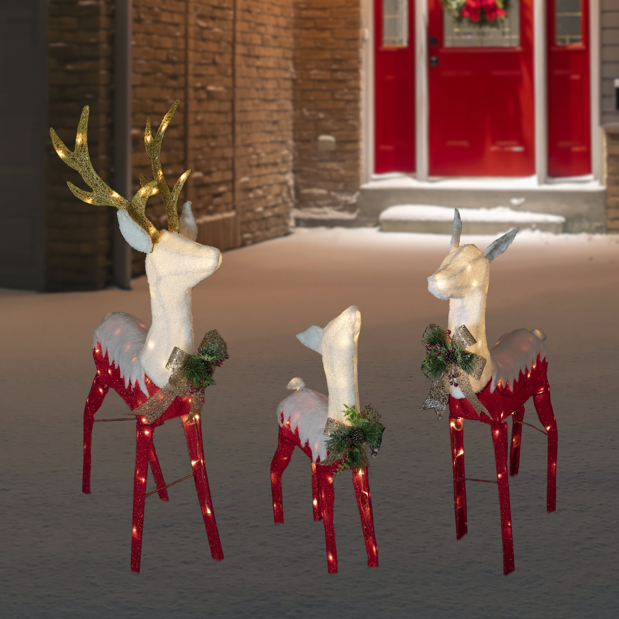 Northlight Lighted Reindeer Family Outdoor Christmas Decoration - 52.5" - Warm White -Set of 3 - Image 3